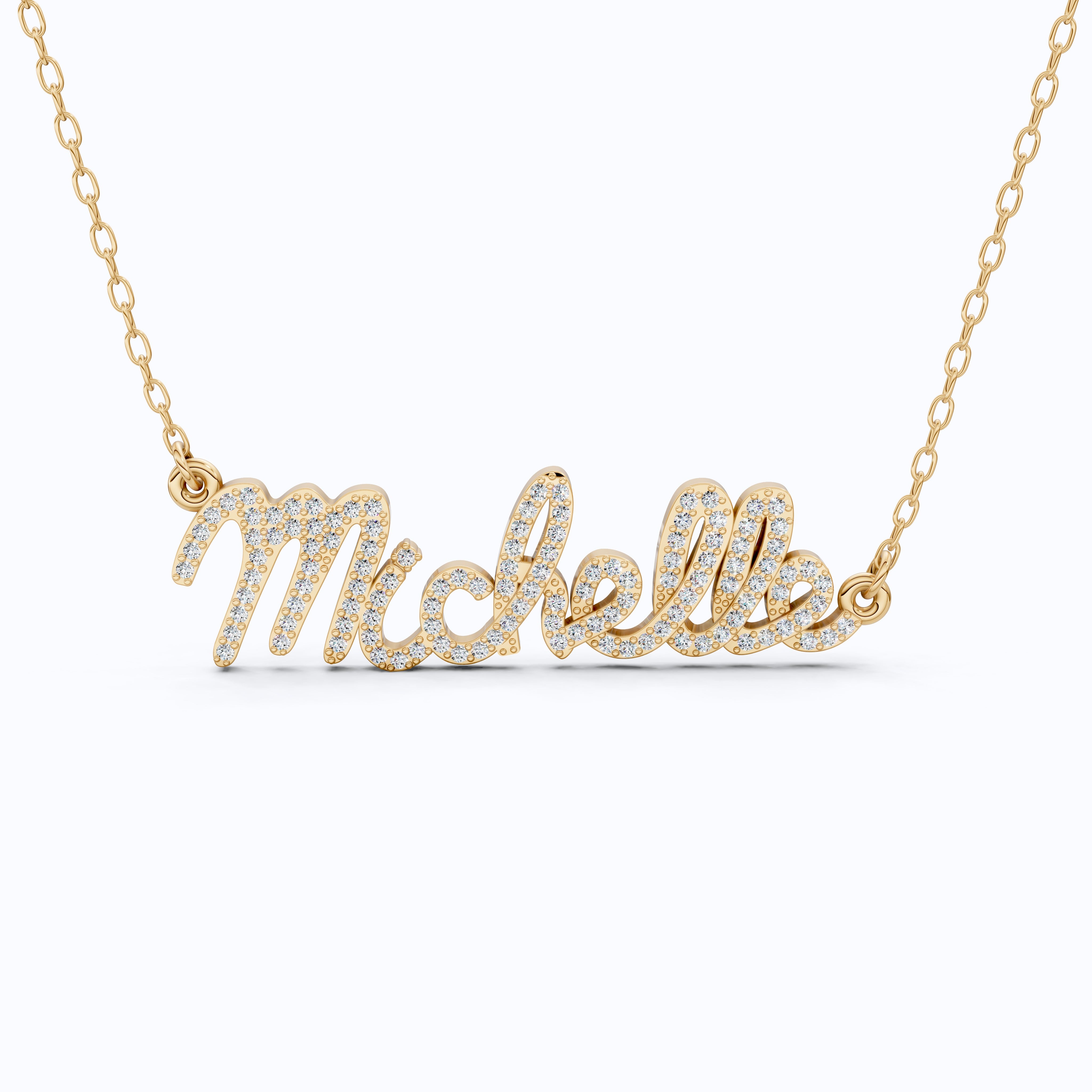 Personalized Script Name Pendant Necklace in 14k Solid Gold, 0.49 TCW Round Cut Lab Diamonds, Customized Jewelry, Birthday Gift for Her