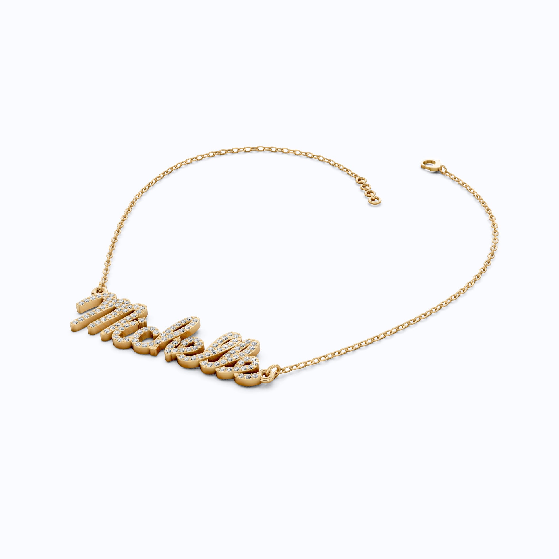 Personalized Script Name Pendant Necklace in 14k Solid Gold, 0.49 TCW Round Cut Lab Diamonds, Customized Jewelry, Birthday Gift for Her