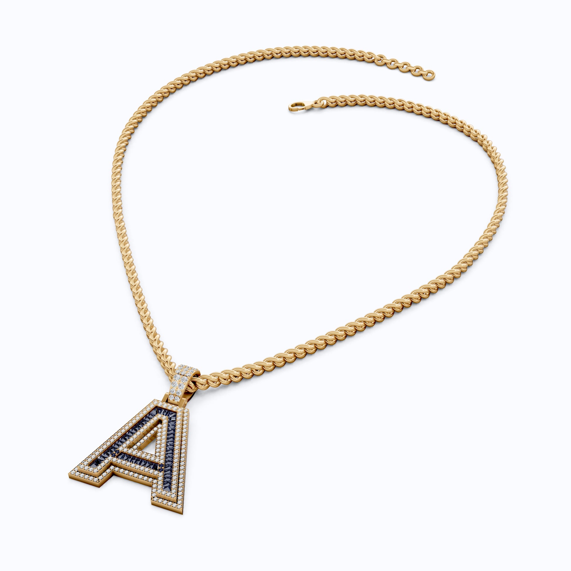 Double Layered Halo Gemstone Alphabet Pendant, Initial Jewelry