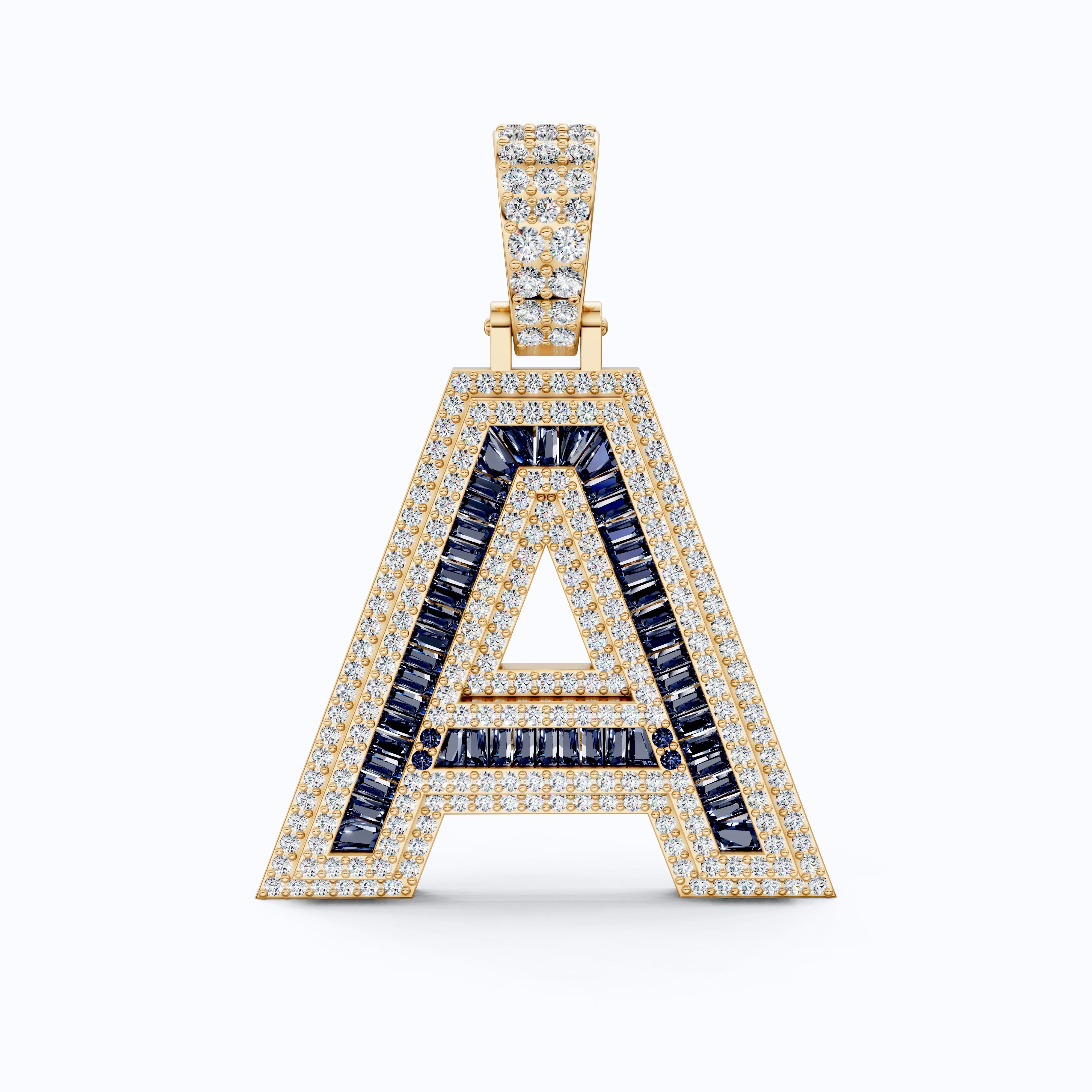 Double Layered Halo Gemstone Alphabet Pendant, Initial Jewelry