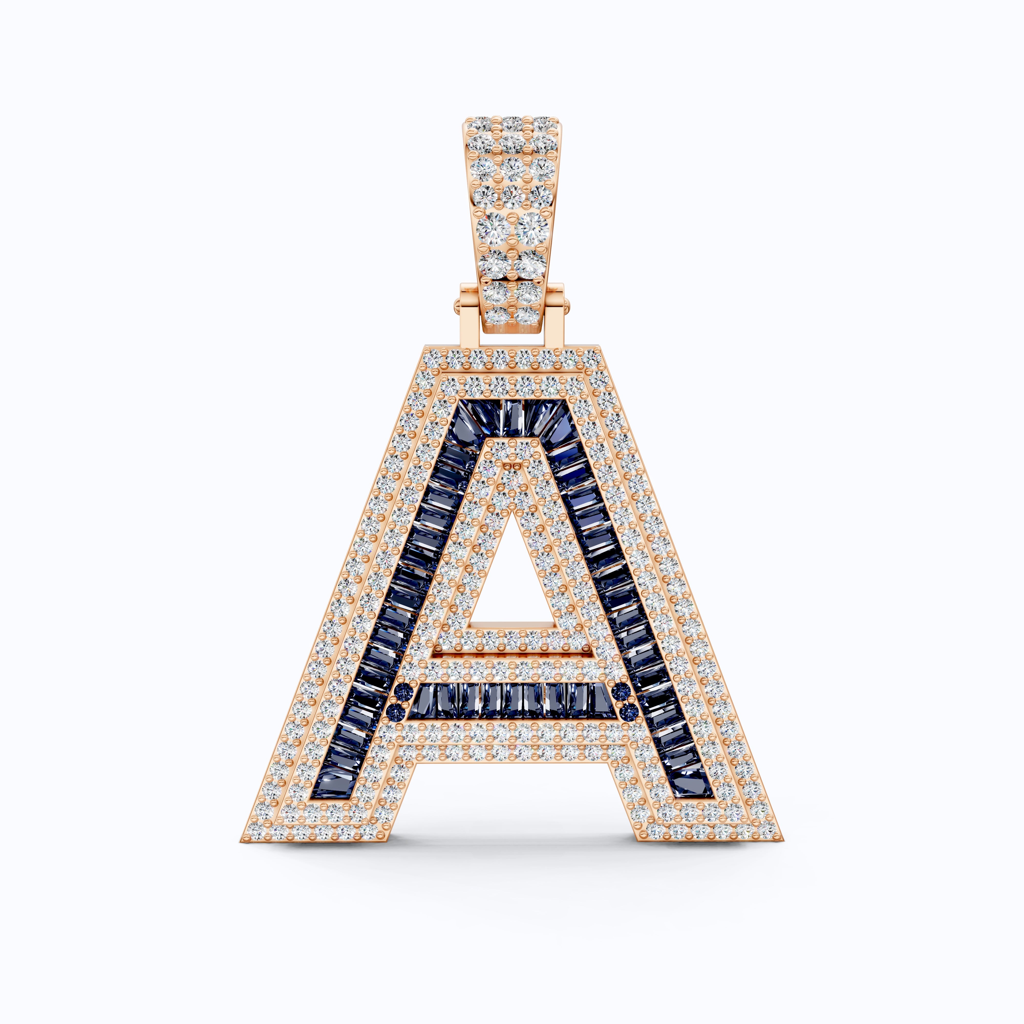 Double Layered Halo Gemstone Alphabet Pendant, Initial Jewelry