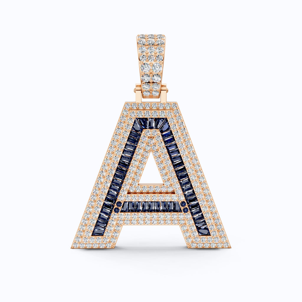 Double Layered Halo Gemstone Alphabet Pendant, Initial Jewelry