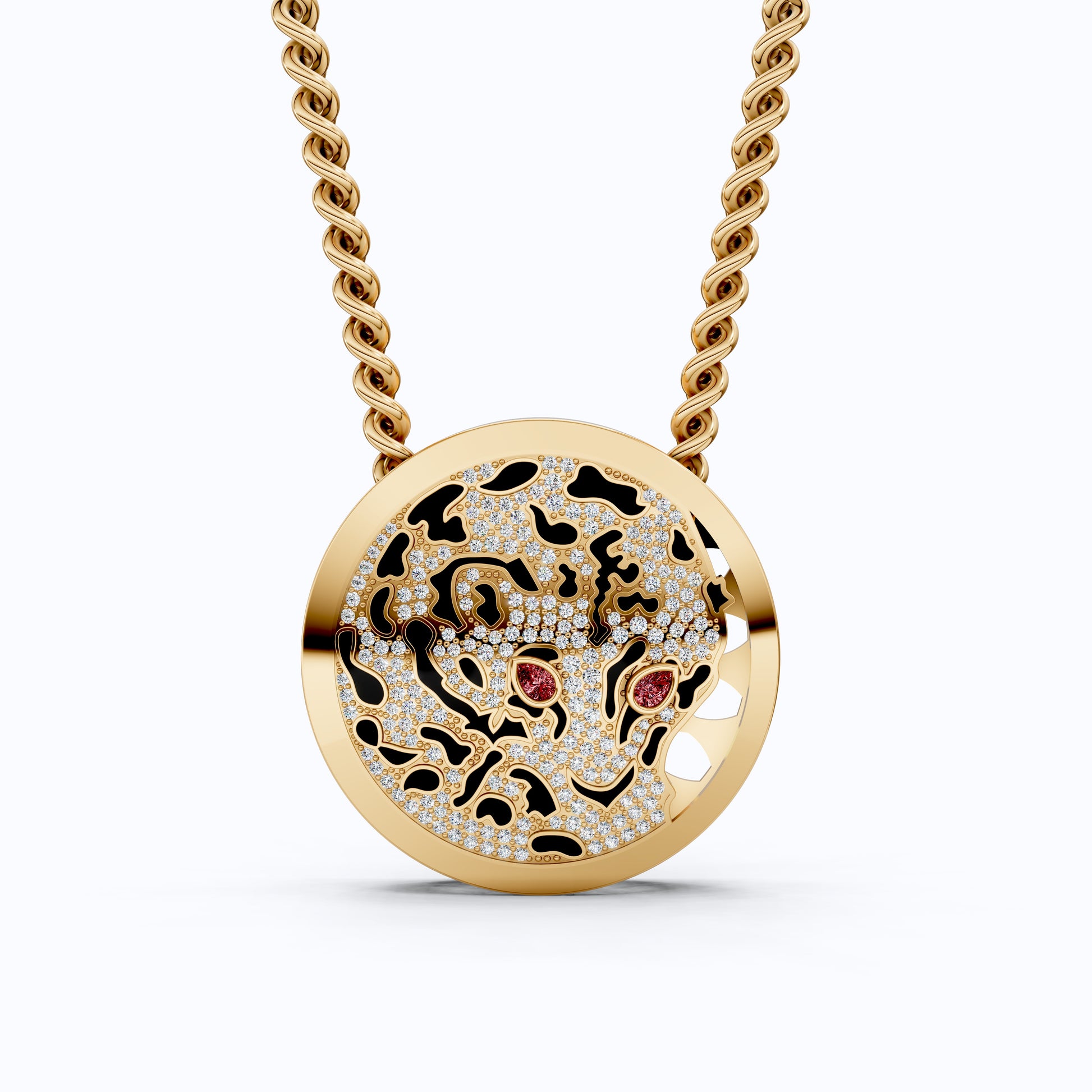 Ruby Eye Animal Face Hip-Hop Pendant, Hip-Hop Jewelry For Him