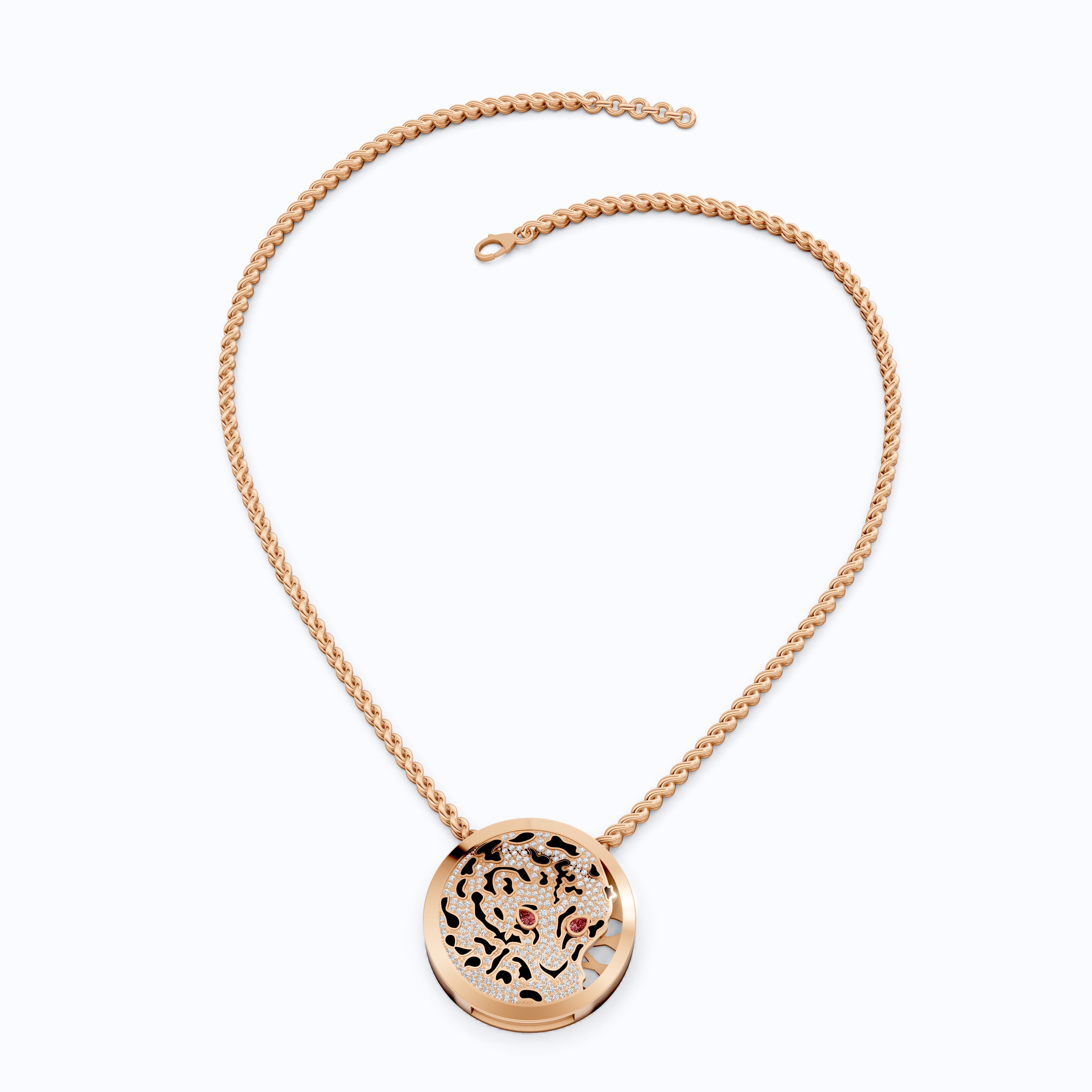 Leopard Pavé Medallion Hip Hop Pendant Necklace in Lab Grown Diamond – 14k Solid Gold, Everyday Gift for Him