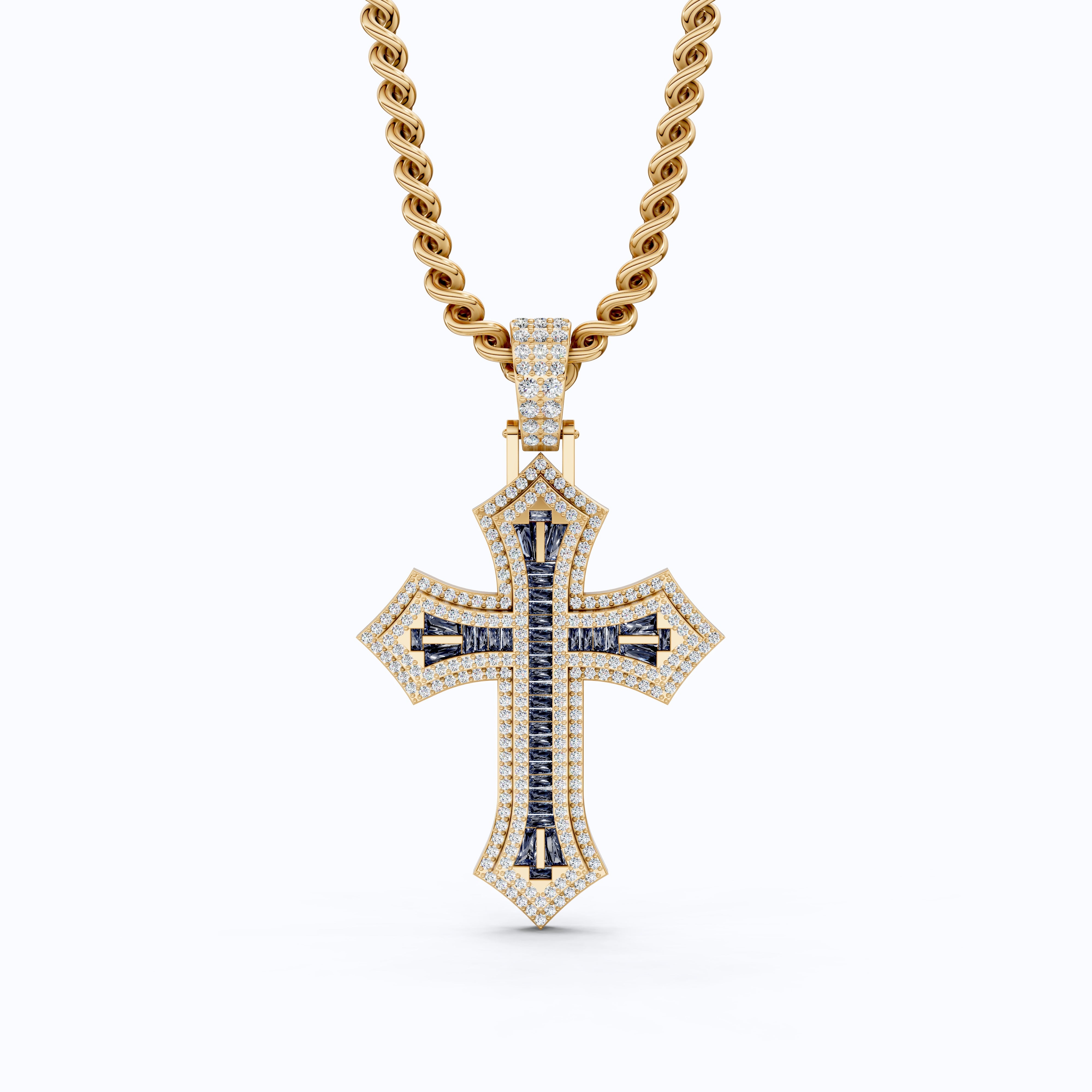 Modern Cross Gemstone Hip-Hop Pendant, Iced Out Cross Jewelry
