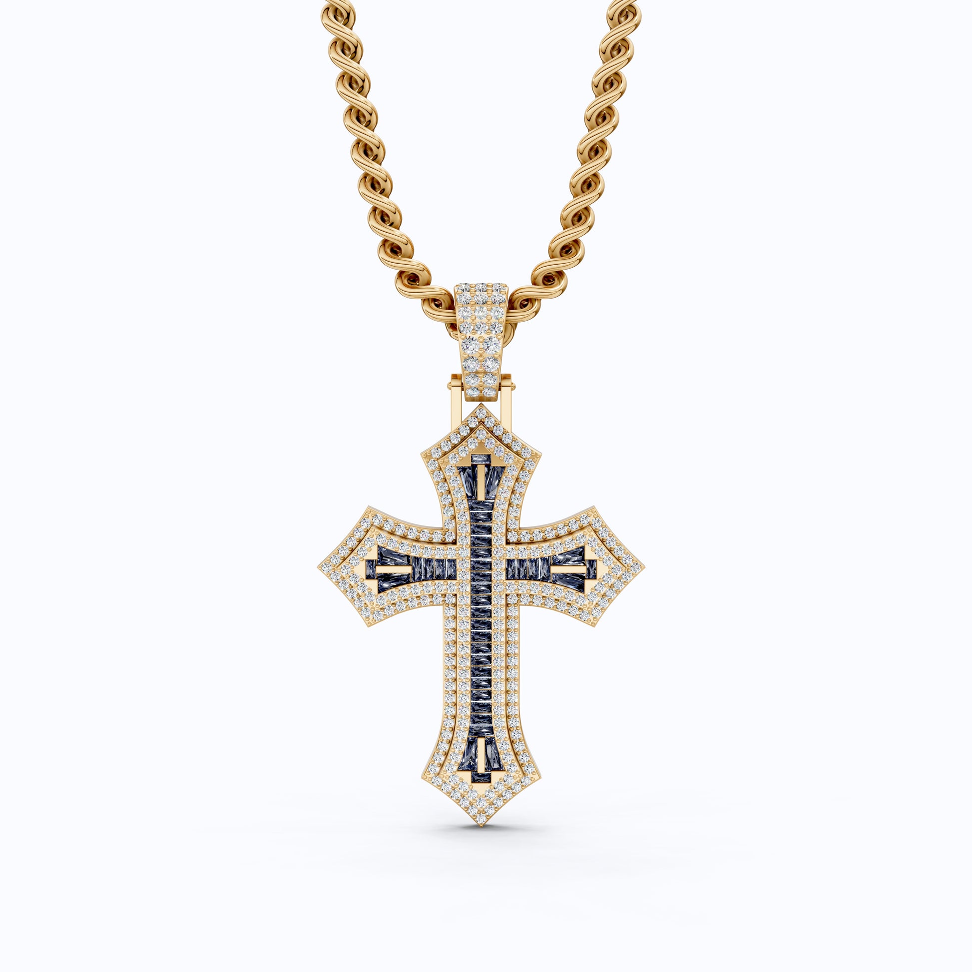 Modern Cross Gemstone Hip-Hop Pendant, Iced Out Cross Jewelry