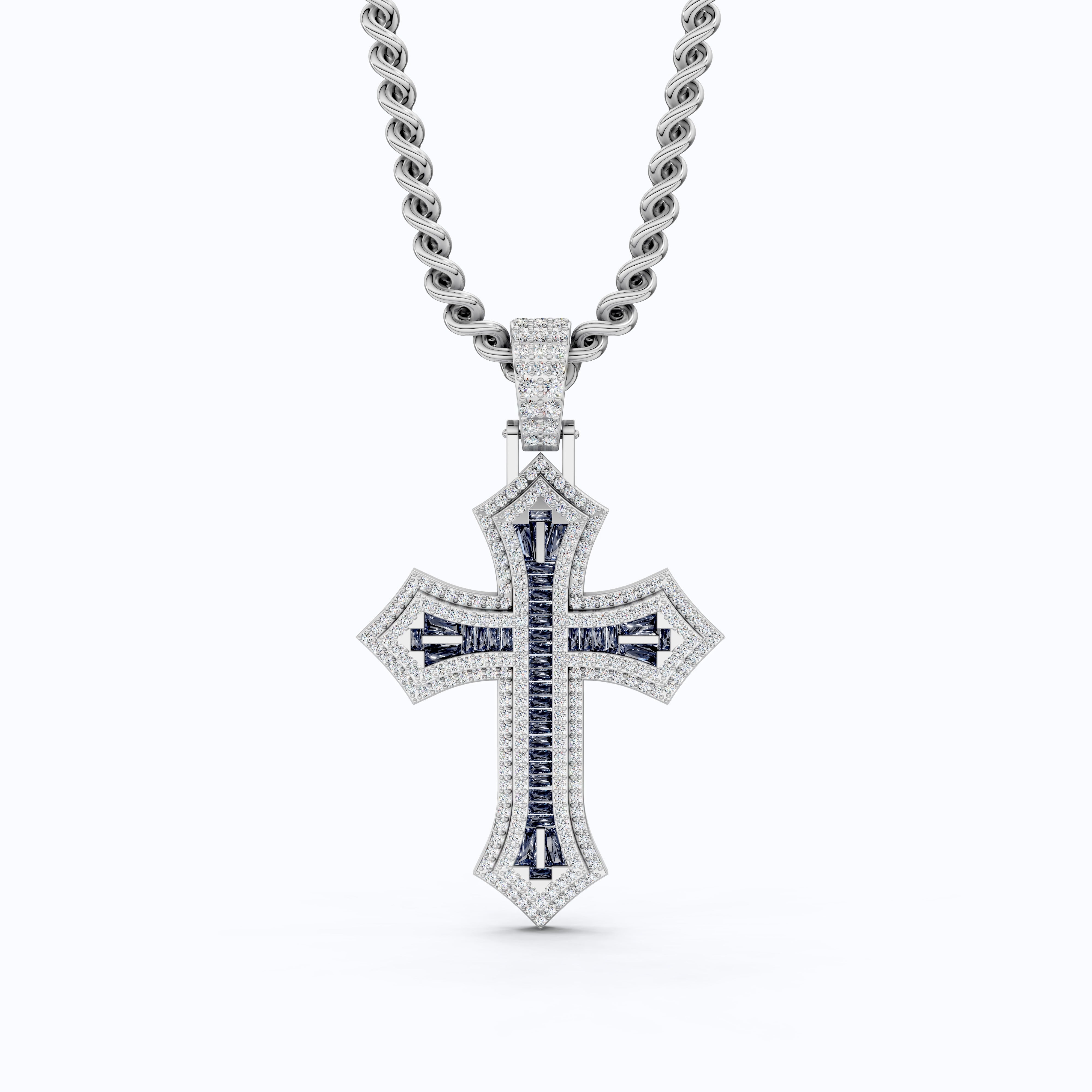 Modern Cross Gemstone Hip-Hop Pendant, Iced Out Cross Jewelry