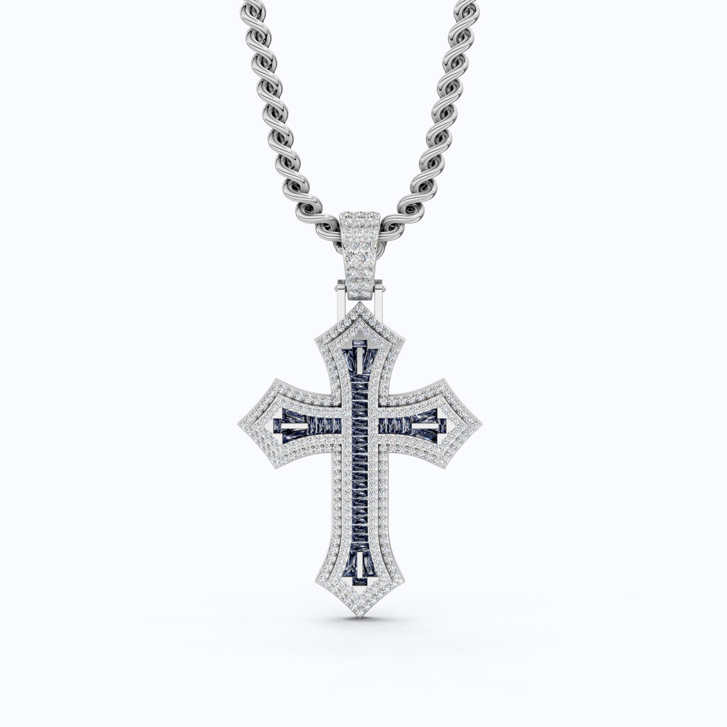 Modern Cross Gemstone Hip-Hop Pendant, Iced Out Cross Jewelry