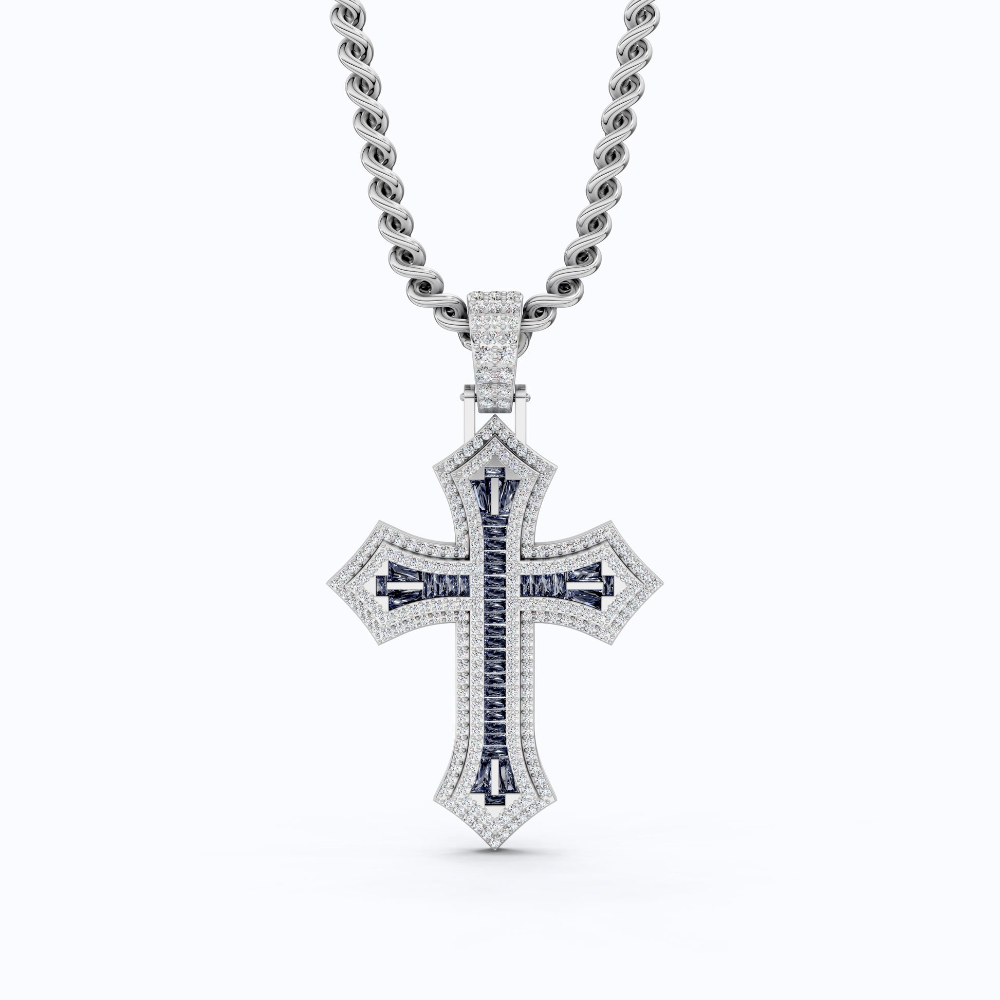 Modern Cross Gemstone Hip-Hop Pendant, Iced Out Cross Jewelry