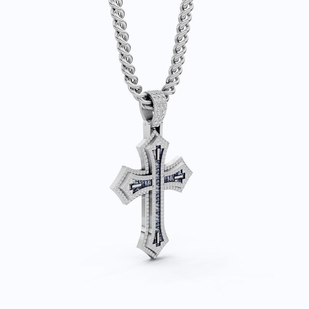 Modern Cross Gemstone Hip-Hop Pendant, Iced Out Cross Jewelry
