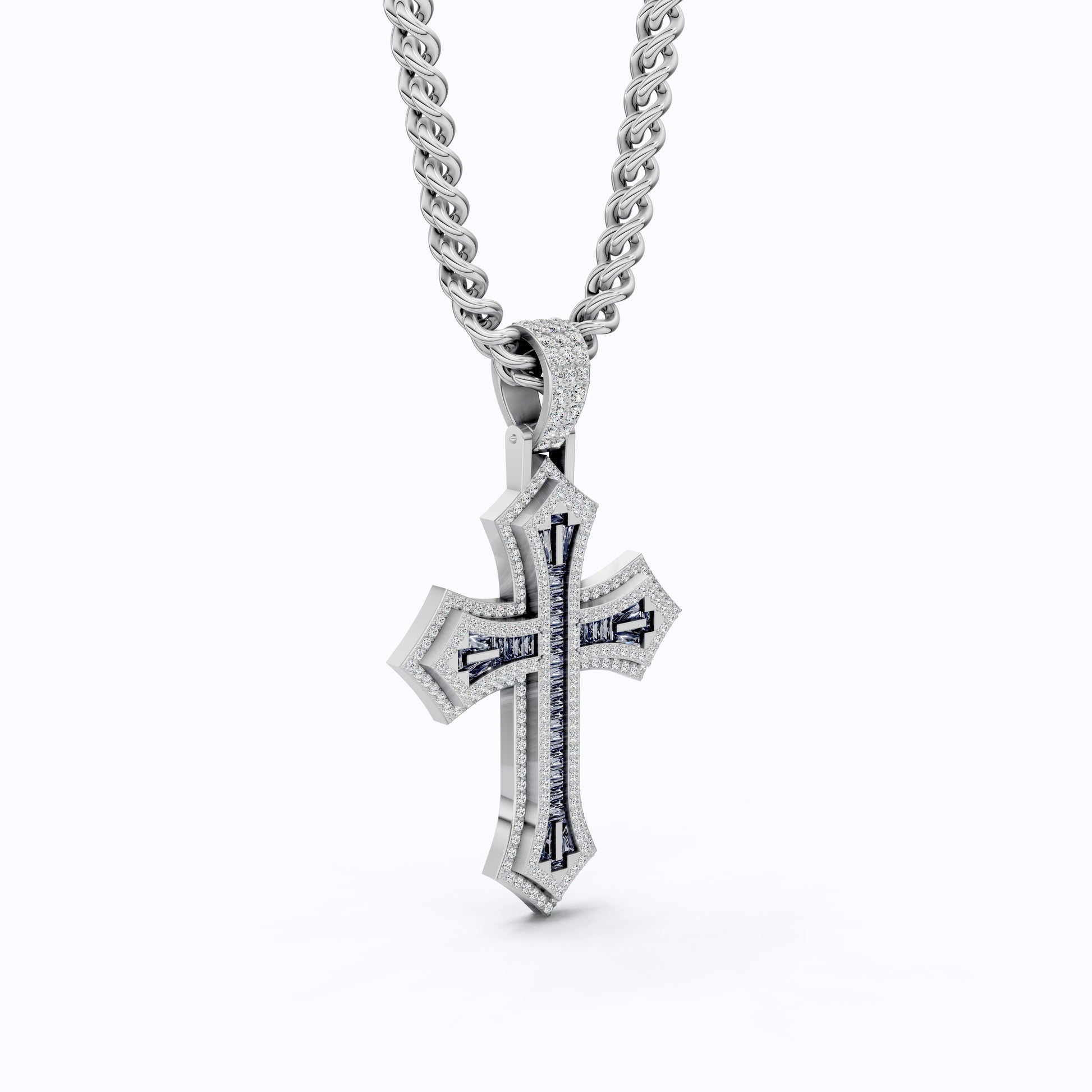Modern Cross Gemstone Hip-Hop Pendant, Iced Out Cross Jewelry
