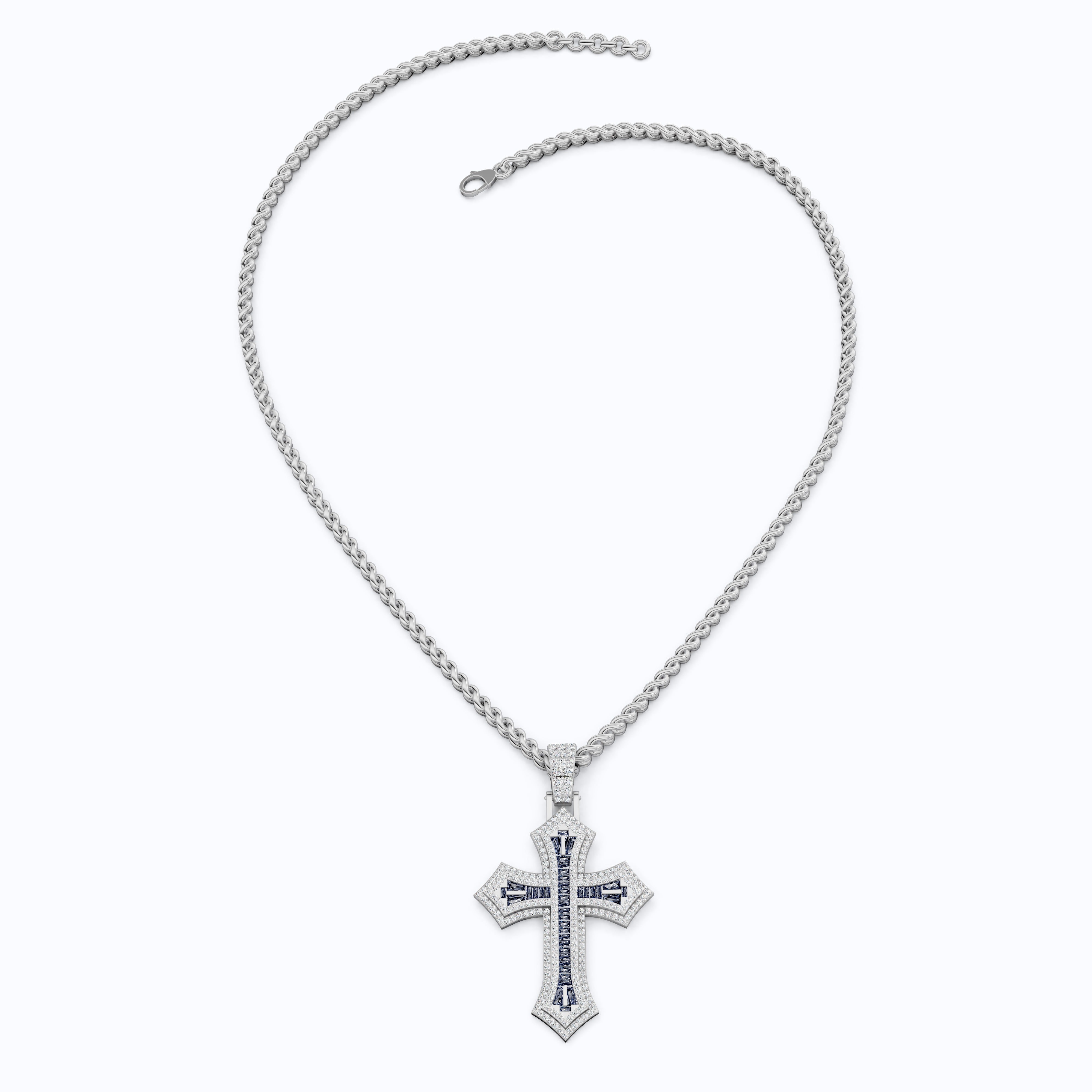 Modern Cross Gemstone Hip-Hop Pendant, Iced Out Cross Jewelry