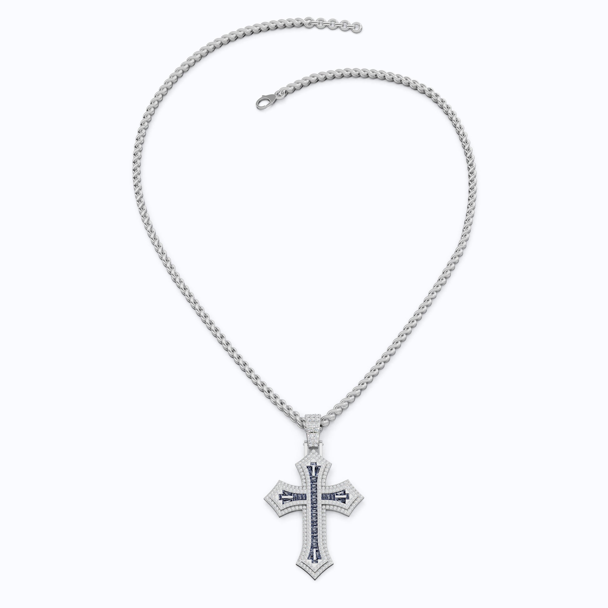 Modern Cross Gemstone Hip-Hop Pendant, Iced Out Cross Jewelry