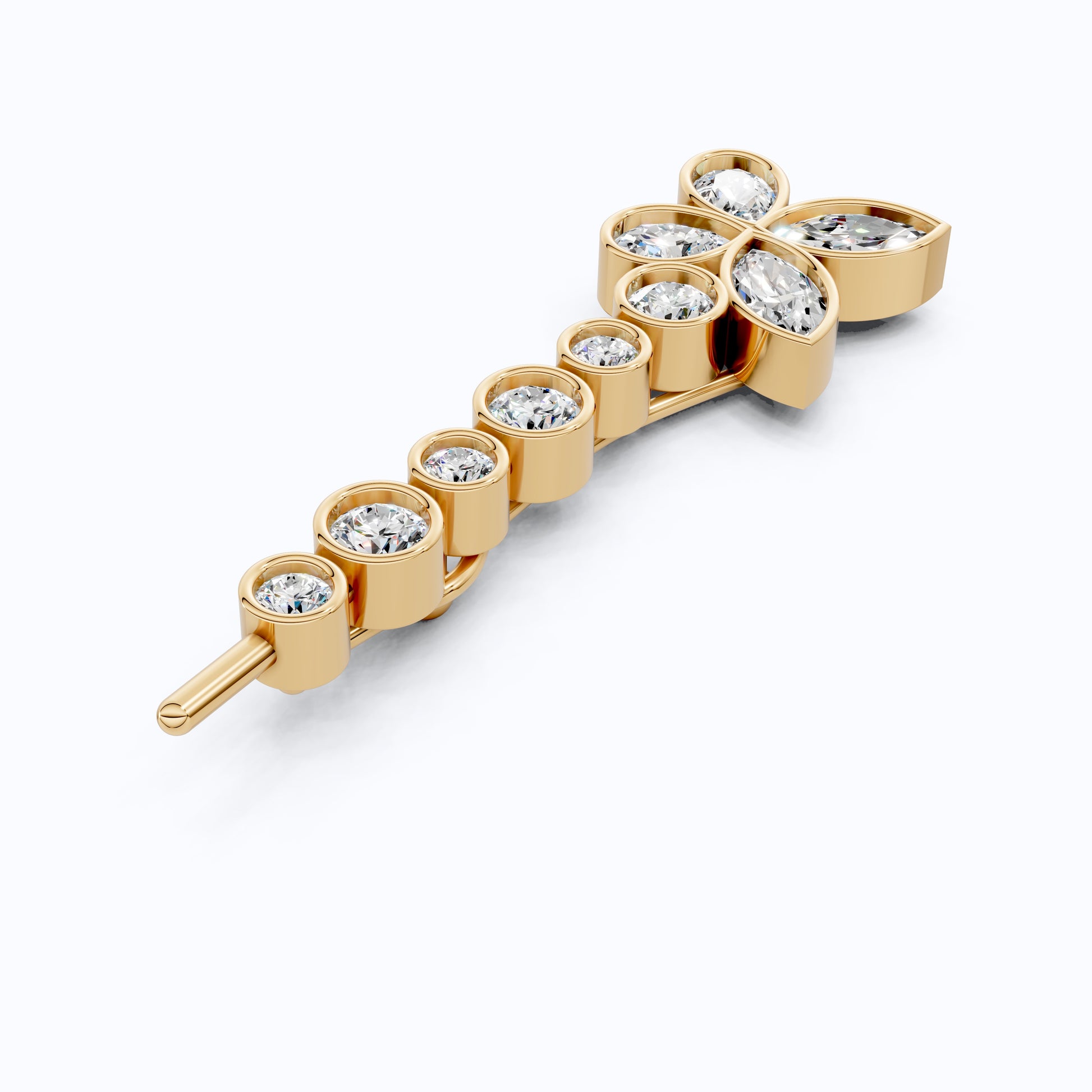 Stylish Butterfly Lab Diamond Hair Pin in 14K Gold, Wedding Jewelry Gift for Bridal, Handmade Luxury Hair Accessories, Floral Jewelry