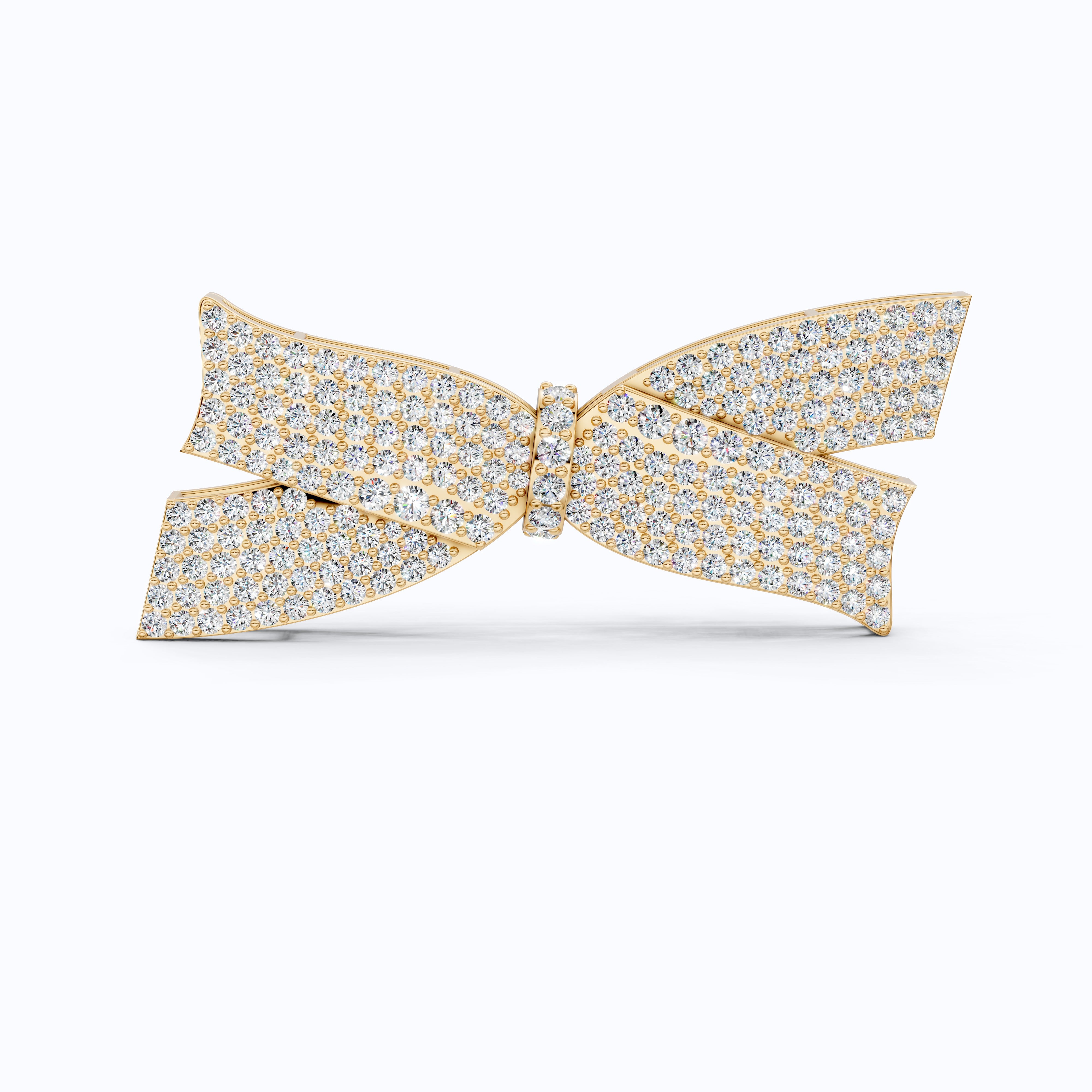 Modern Diamond Bow Hair Pin in 14K Rose Gold with 3.86 TCW Lab Diamonds, Stylish Bridal Accessory, Luxury Gift for Ladies
