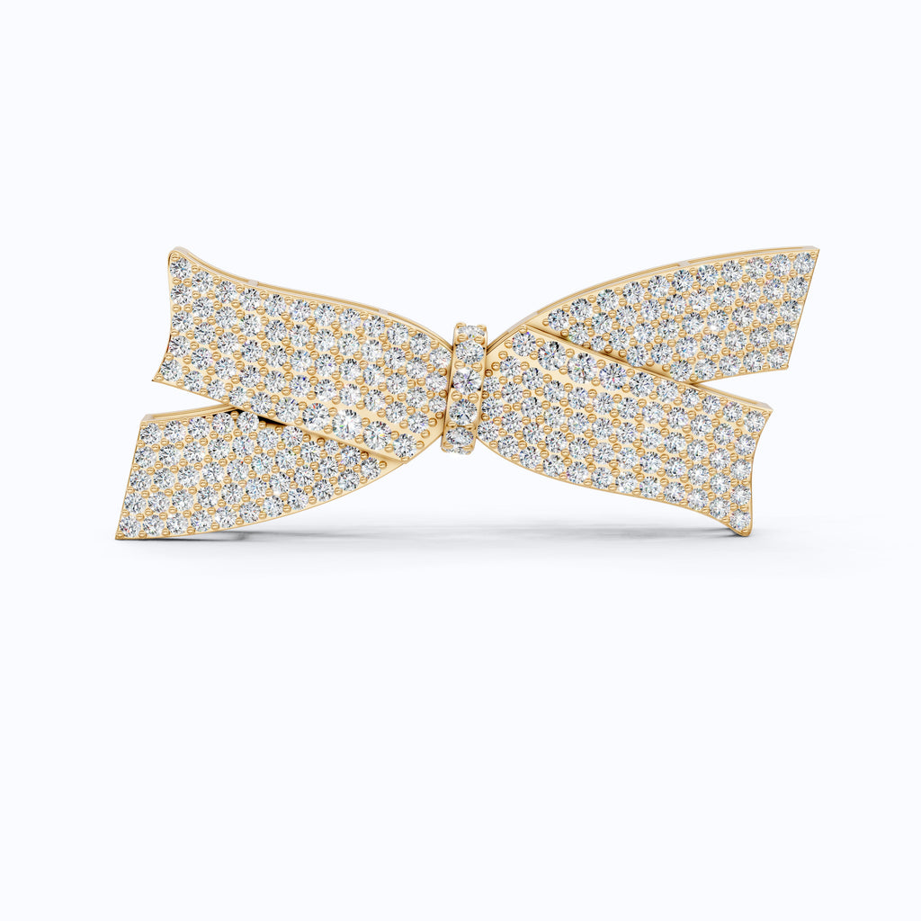 Modern Diamond Bow Hair Pin in 14K Rose Gold with 3.86 TCW Lab Diamonds, Stylish Bridal Accessory, Luxury Gift for Ladies