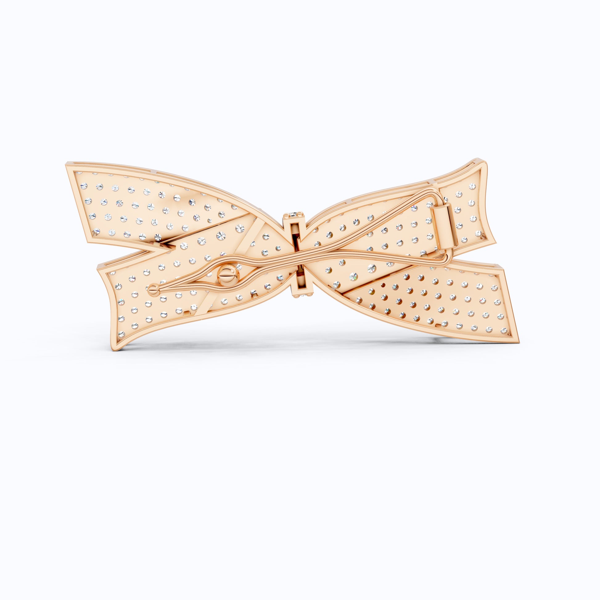 Modern Diamond Bow Hair Pin in 14K Rose Gold with 3.86 TCW Lab Diamonds, Stylish Bridal Accessory, Luxury Gift for Ladies