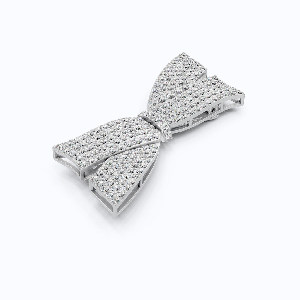 Modern Diamond Bow Hair Pin in 14K Rose Gold with 3.86 TCW Lab Diamonds, Stylish Bridal Accessory, Luxury Gift for Ladies