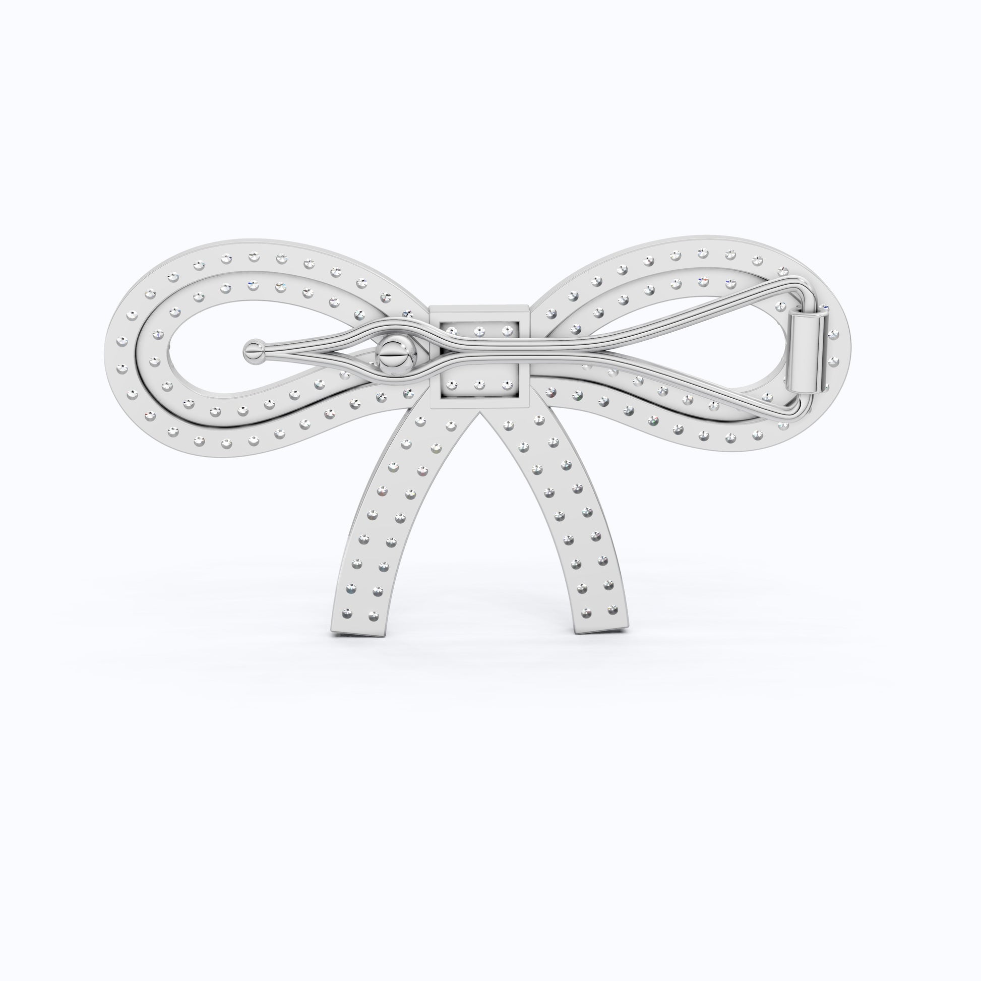Sparkling Lab Diamond Bow Hair Pin Accessories in 14K White Gold, 2.13 TCW Round Cut Wedding Hair Accessory, Handmade Jewelry for Her