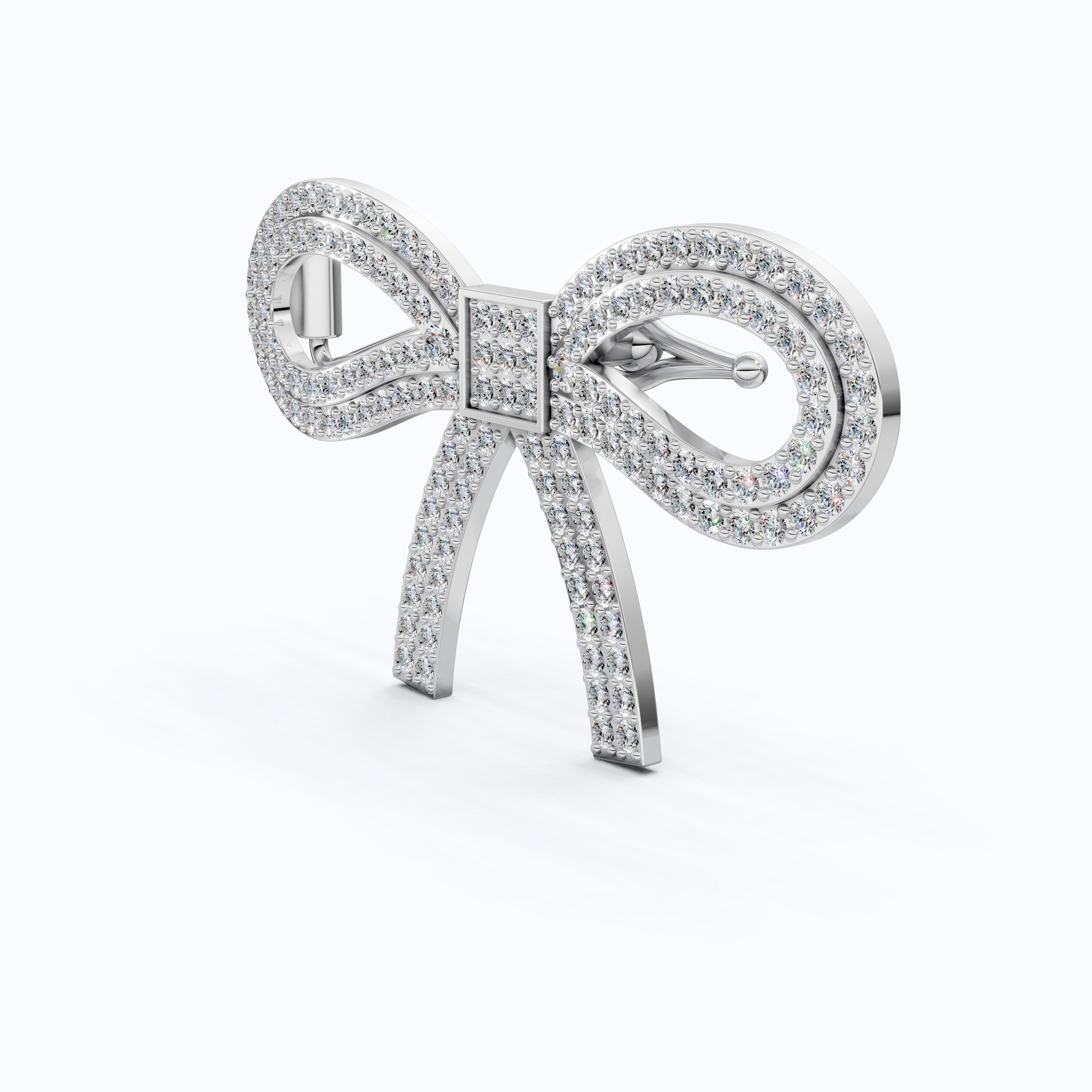 Sparkling Lab Diamond Bow Hair Pin Accessories in 14K White Gold, 2.13 TCW Round Cut Wedding Hair Accessory, Handmade Jewelry for Her