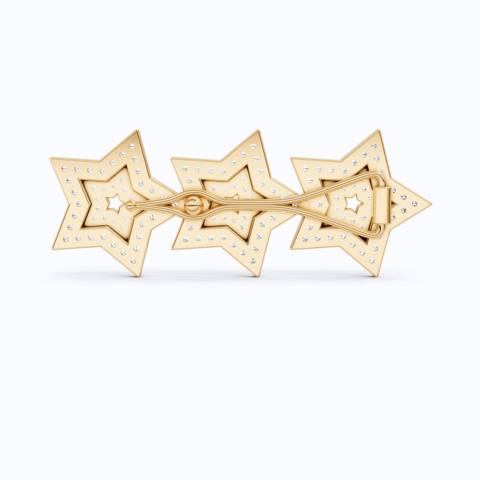 Celestial Triple Star Hair Pin in Lab Diamond or Moissanite – Solid 10k/14k Gold or Sterling Silver Gift for Her, Bridal Hair Jewelry