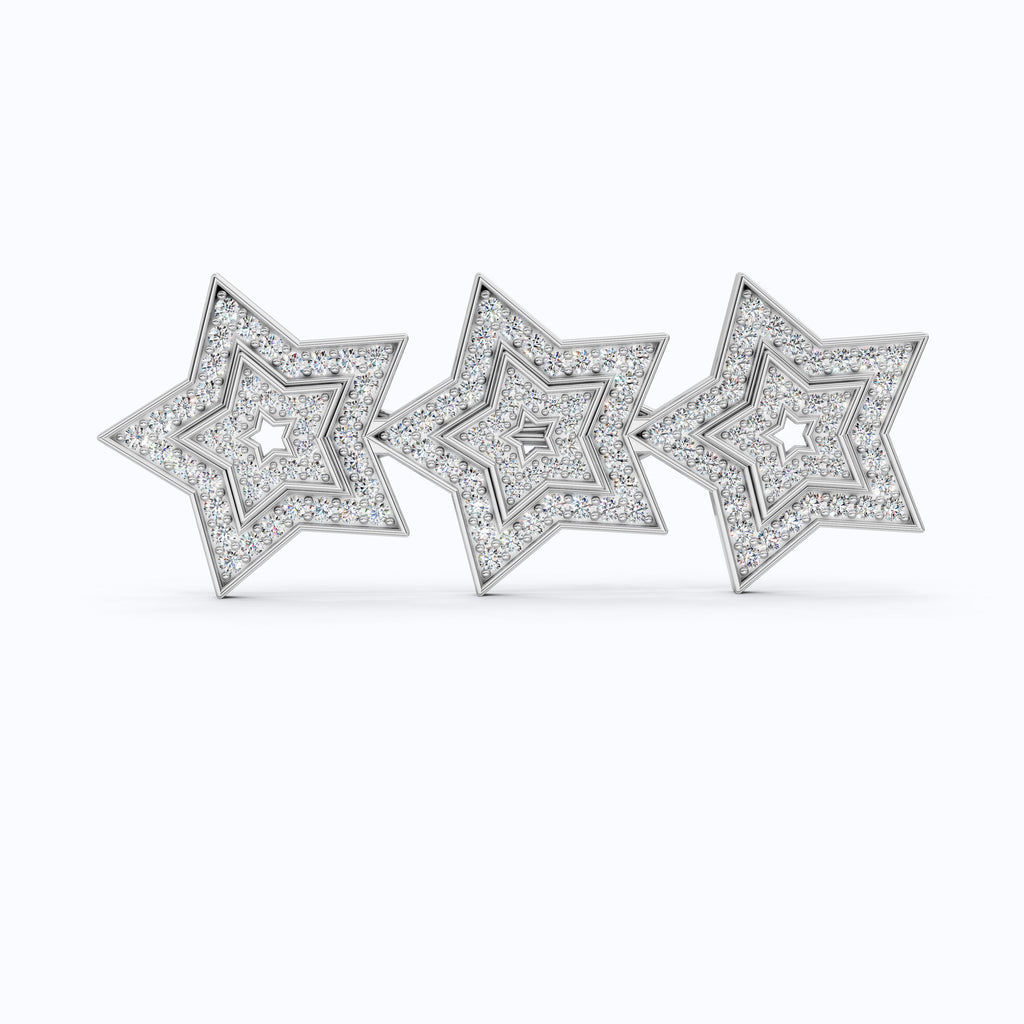 Celestial Triple Star Hair Pin in Lab Diamond or Moissanite – Solid 10k/14k Gold or Sterling Silver Gift for Her, Bridal Hair Jewelry