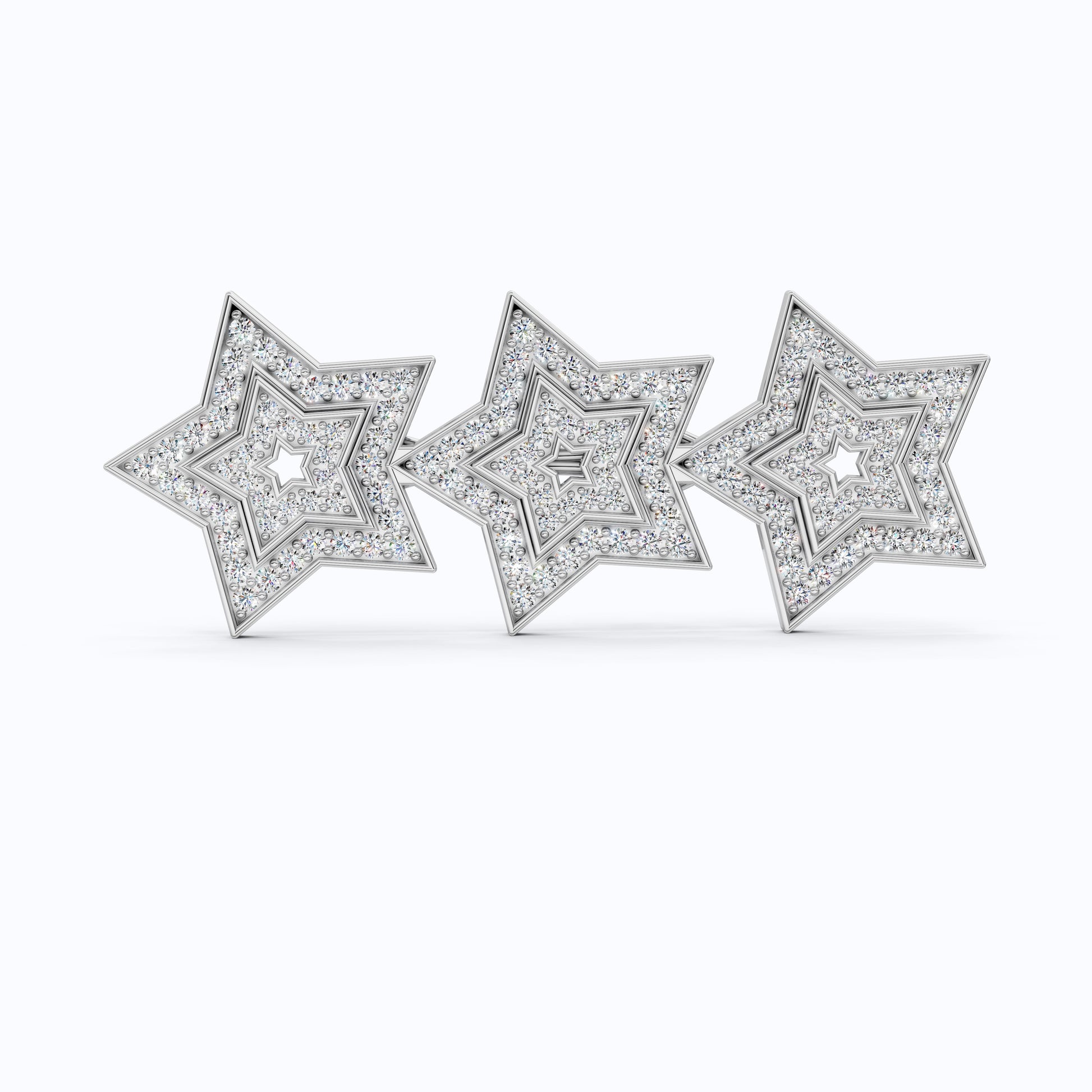 Celestial Triple Star Hair Pin in Lab Diamond or Moissanite – Solid 10k/14k Gold or Sterling Silver Gift for Her, Bridal Hair Jewelry