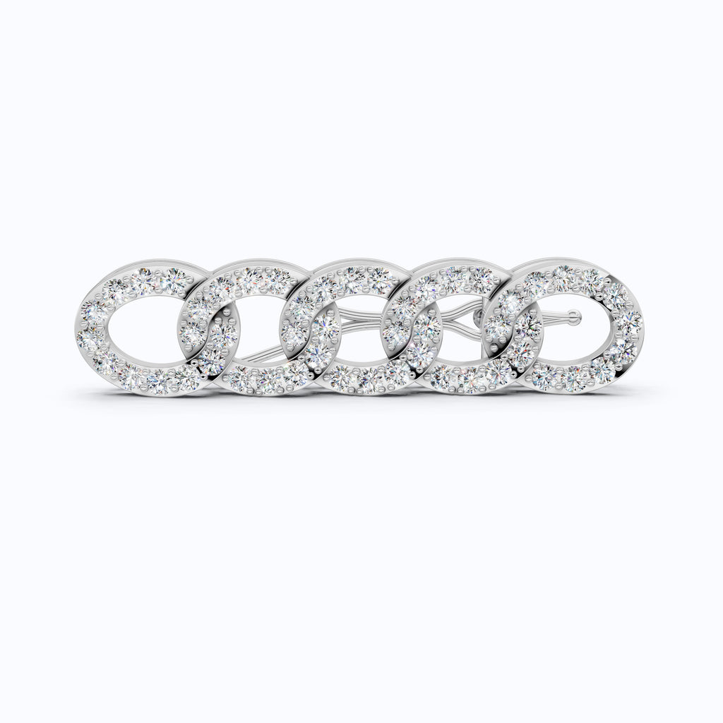 Chain Link Diamond Hair Pin in Lab Diamond or Moissanite – Solid 14K Rose Gold, 3.12 TCW, Bridal Jewelry, Gift for Her