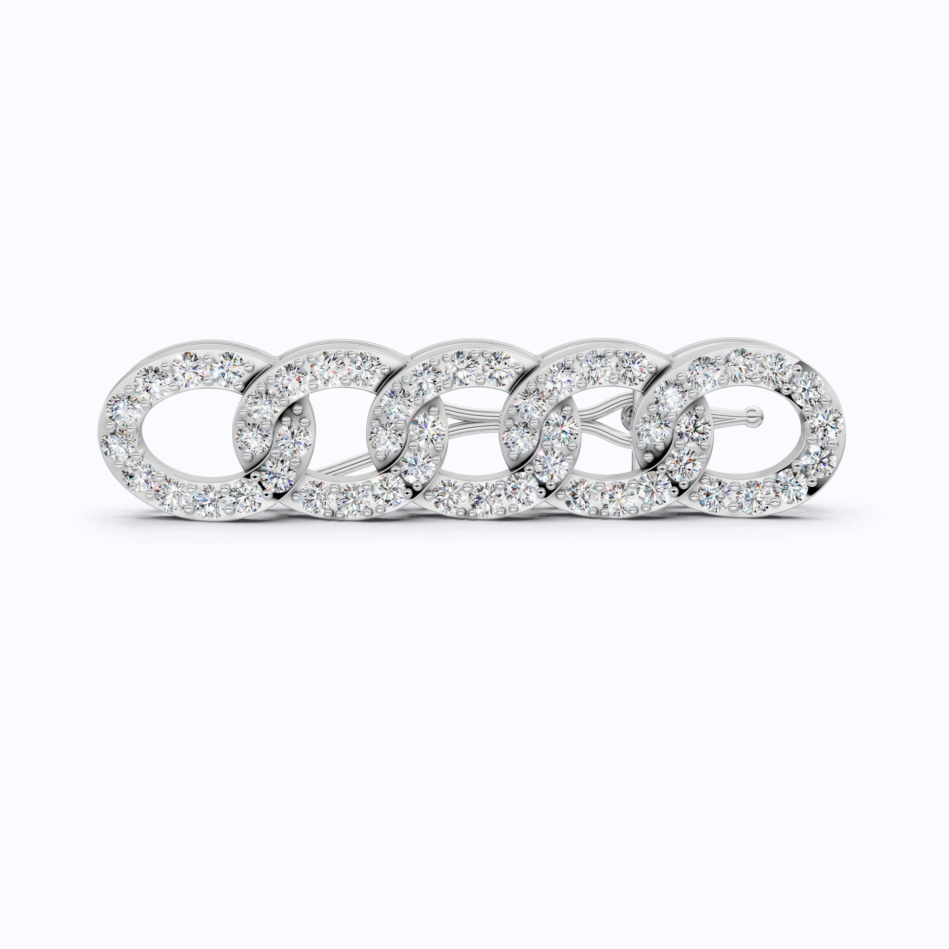Chain Link Diamond Hair Pin in Lab Diamond or Moissanite – Solid 14K Rose Gold, 3.12 TCW, Bridal Jewelry, Gift for Her