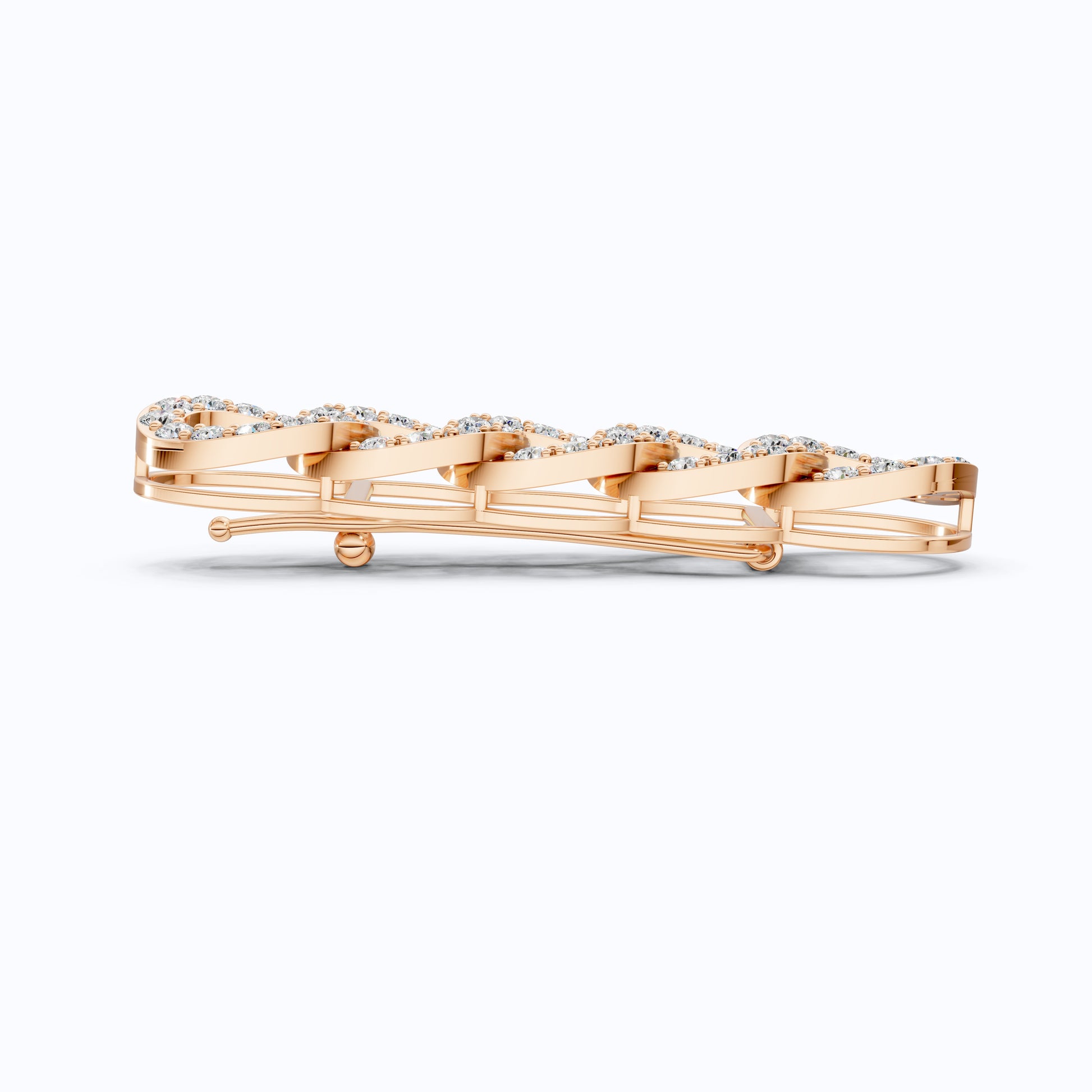 Chain Link Diamond Hair Pin in Lab Diamond or Moissanite – Solid 14K Rose Gold, 3.12 TCW, Bridal Jewelry, Gift for Her