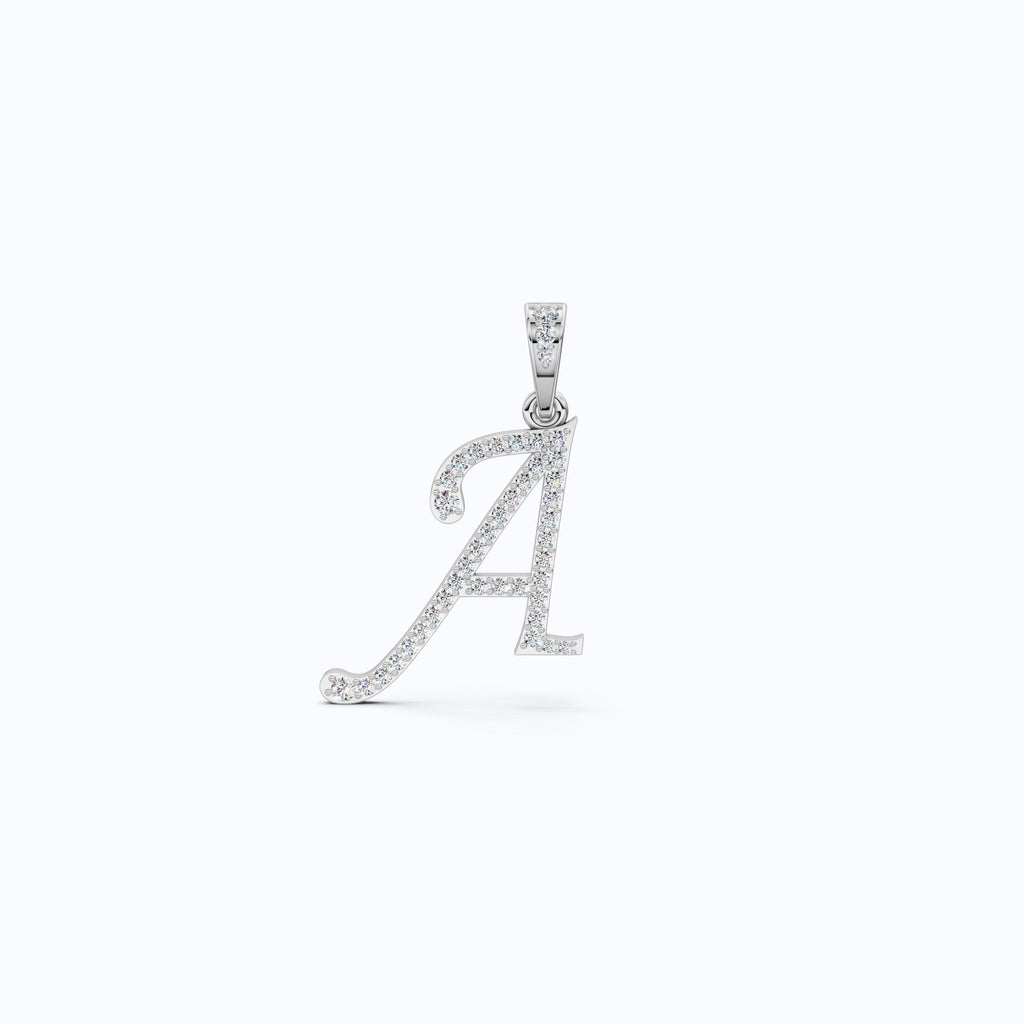 Solid Gold "A" Initial Pendant For Men/Women, Alphabet Letter Pendant