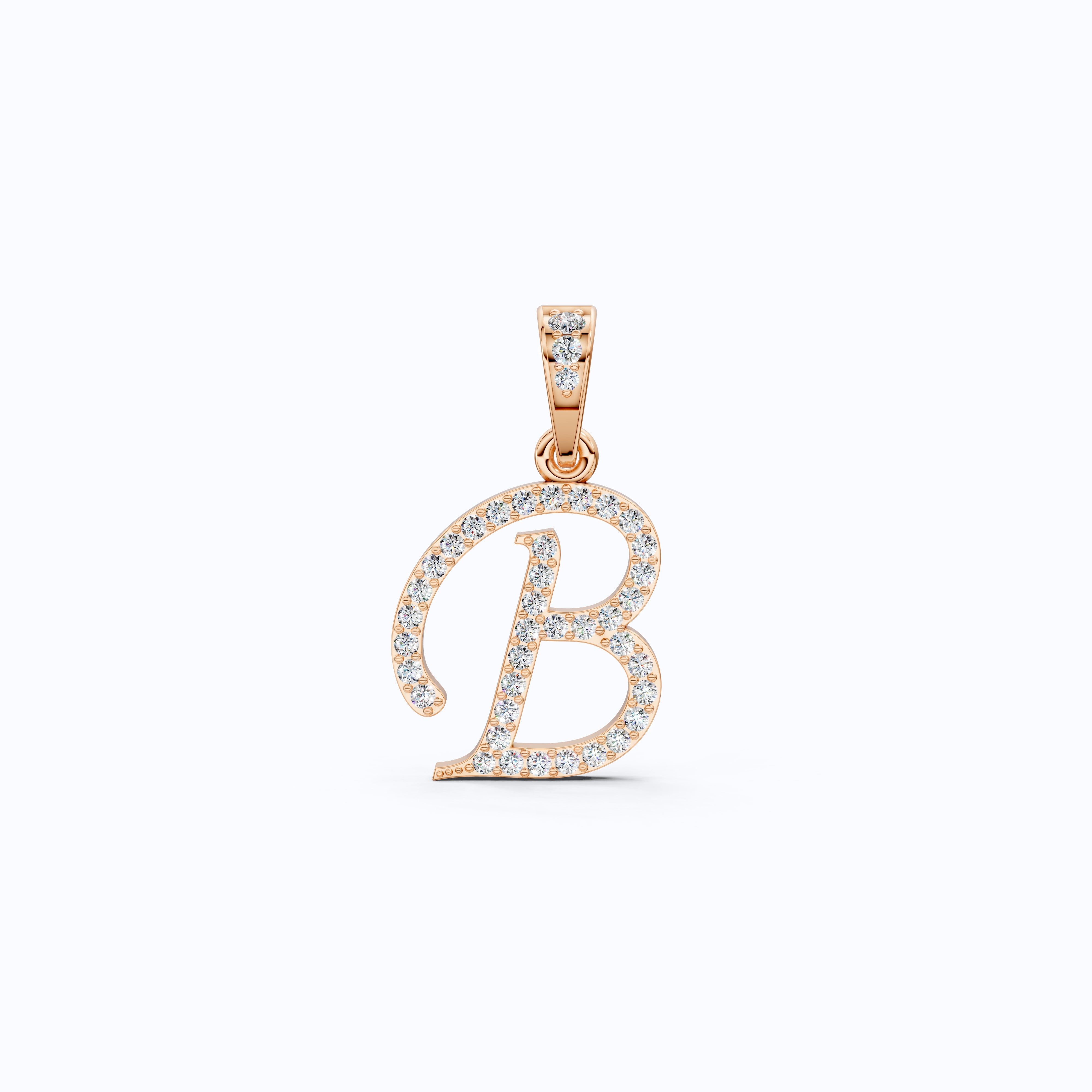 "B" Alphabet Letter Diamond Pendant, Birthday Gift