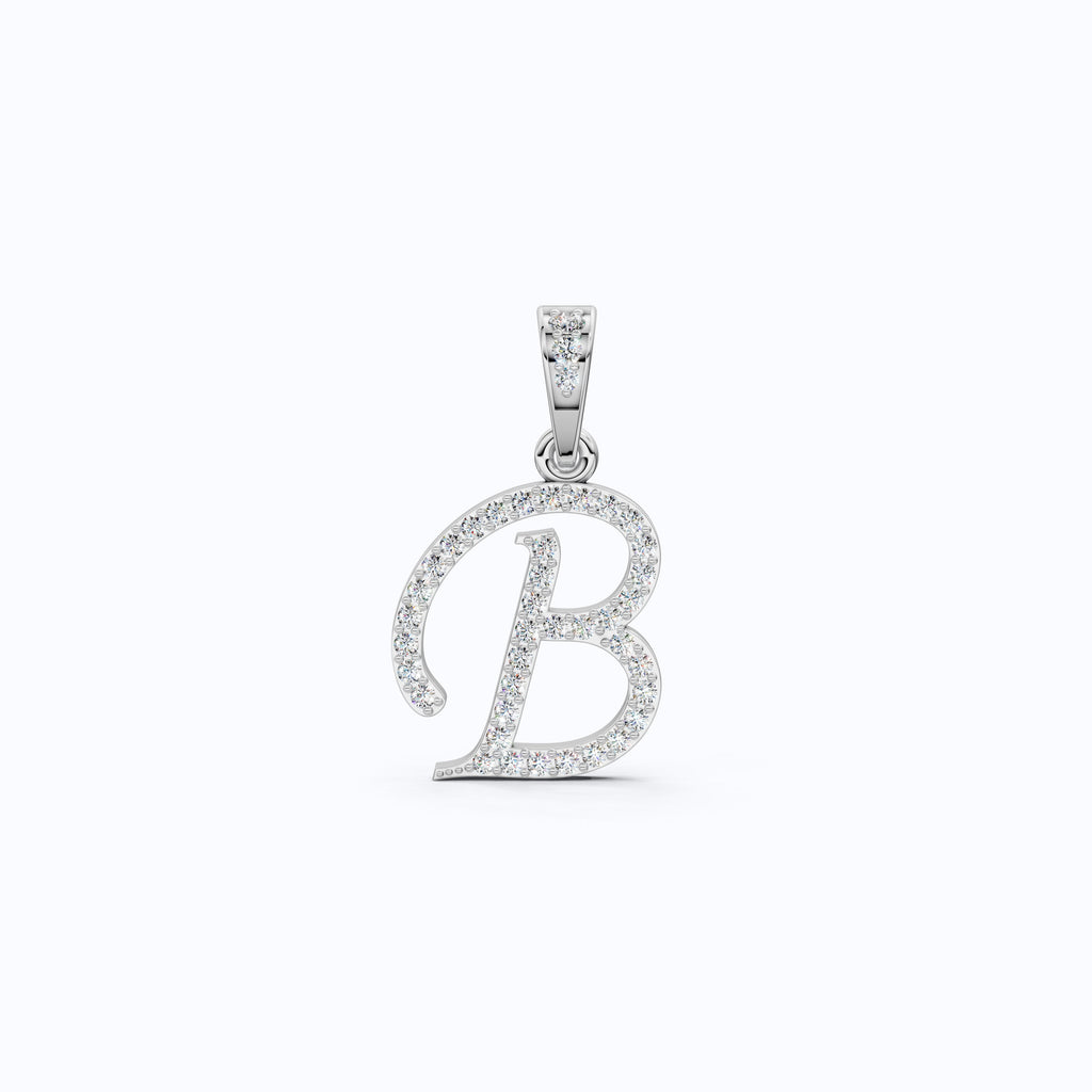 "B" Alphabet Letter Diamond Pendant, Birthday Gift