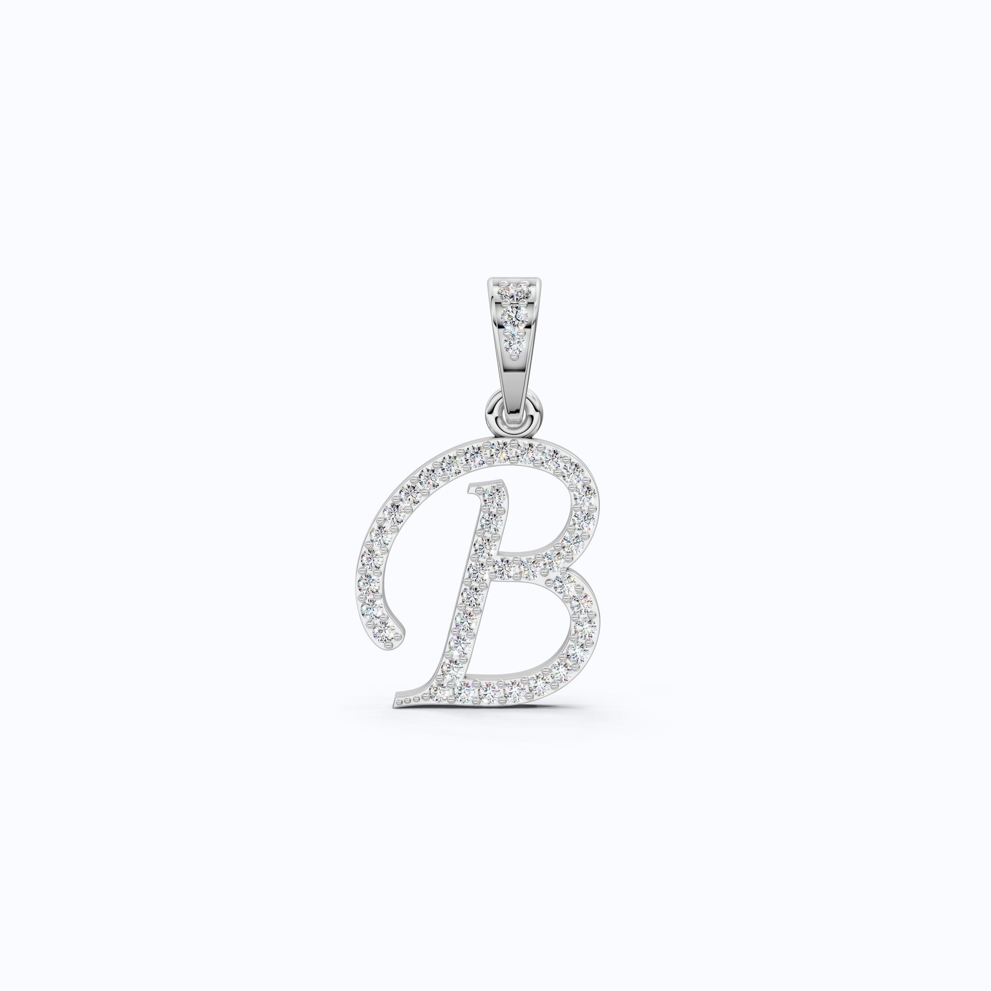 "B" Alphabet Letter Diamond Pendant, Birthday Gift
