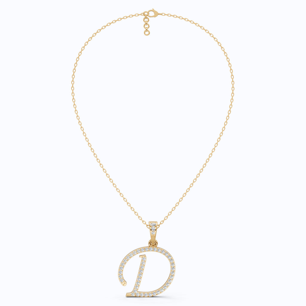 Round Cut Lab Diamond Alphabet Pendant, Initial Pendant For Birthday Gift