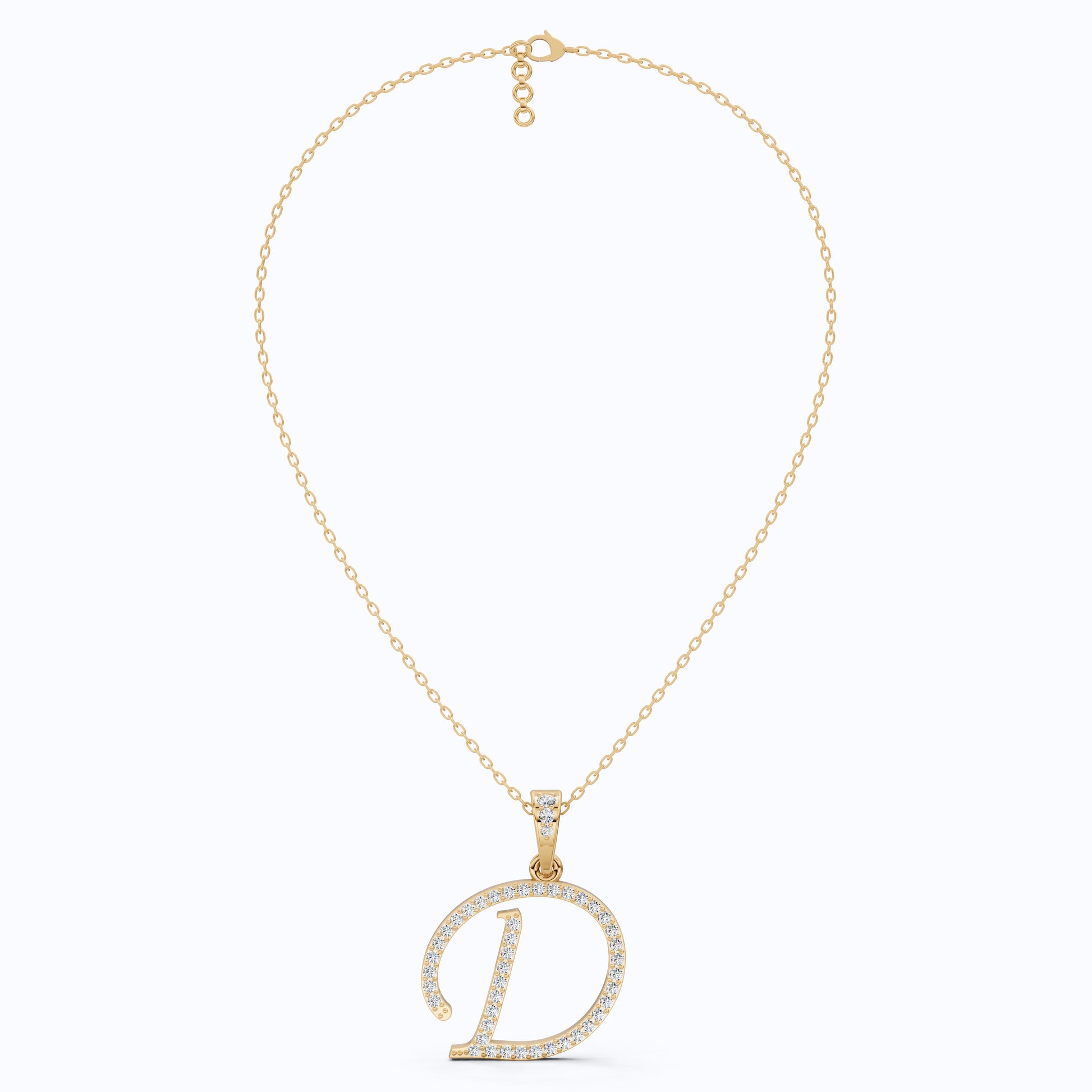 Round Cut Lab Diamond Alphabet Pendant, Initial Pendant For Birthday Gift