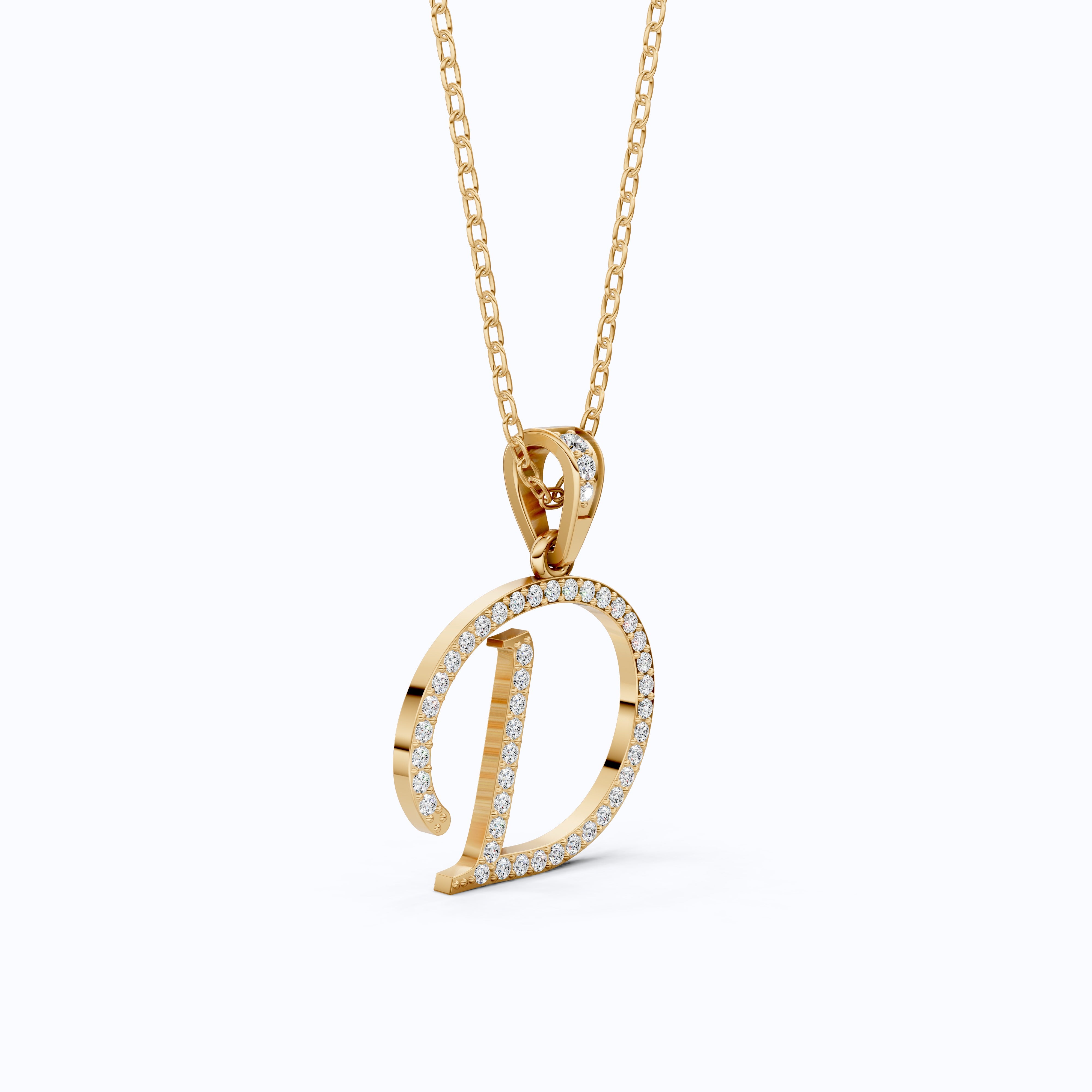 Round Cut Lab Diamond Alphabet Pendant, Initial Pendant For Birthday Gift
