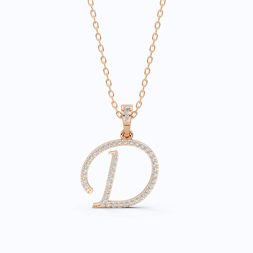 Round Cut Lab Diamond Alphabet Pendant, Initial Pendant For Birthday Gift