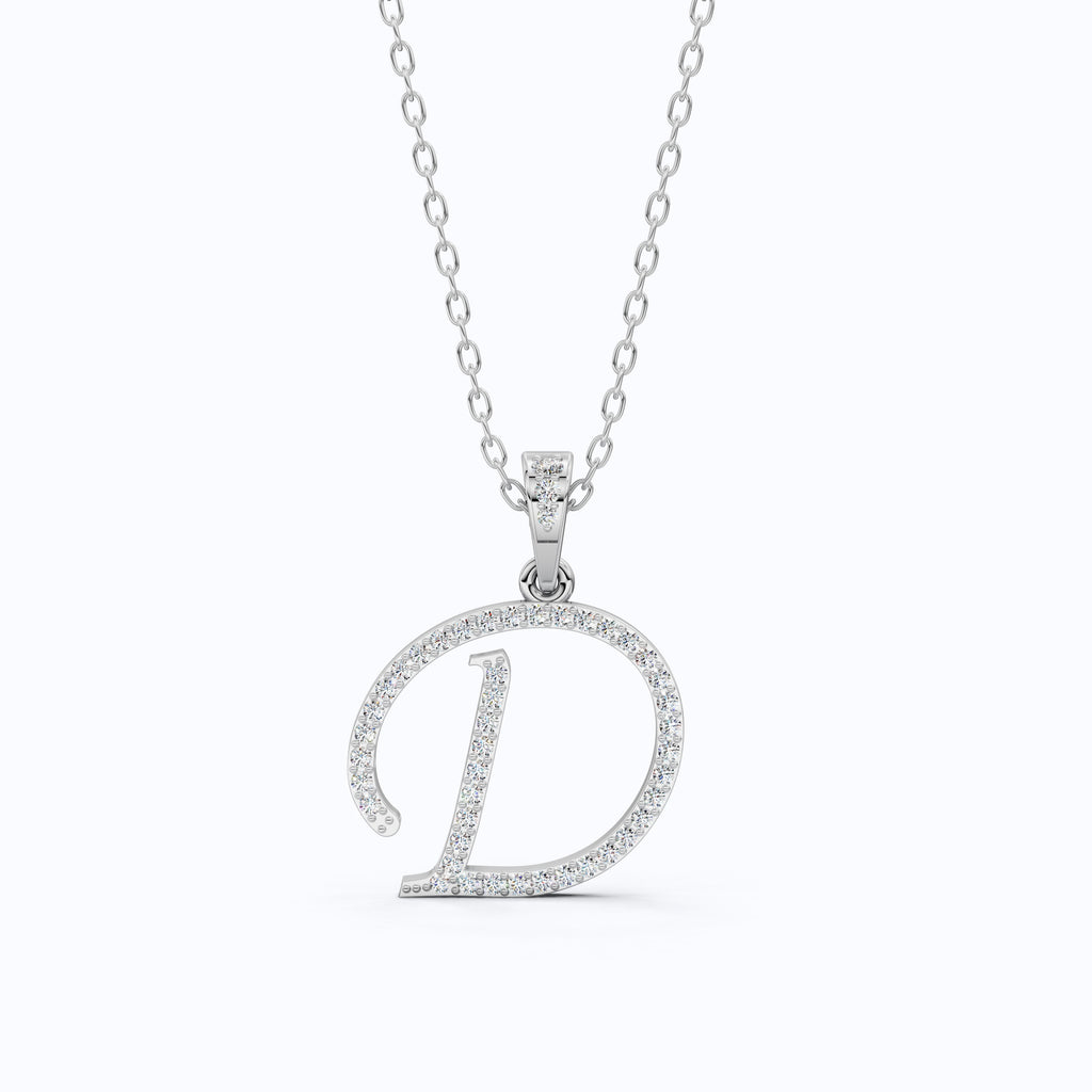 Round Cut Lab Diamond Alphabet Pendant, Initial Pendant For Birthday Gift