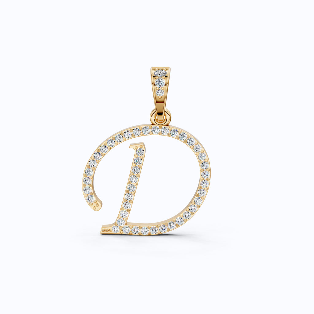 Round Cut Lab Diamond Alphabet Pendant, Initial Pendant For Birthday Gift