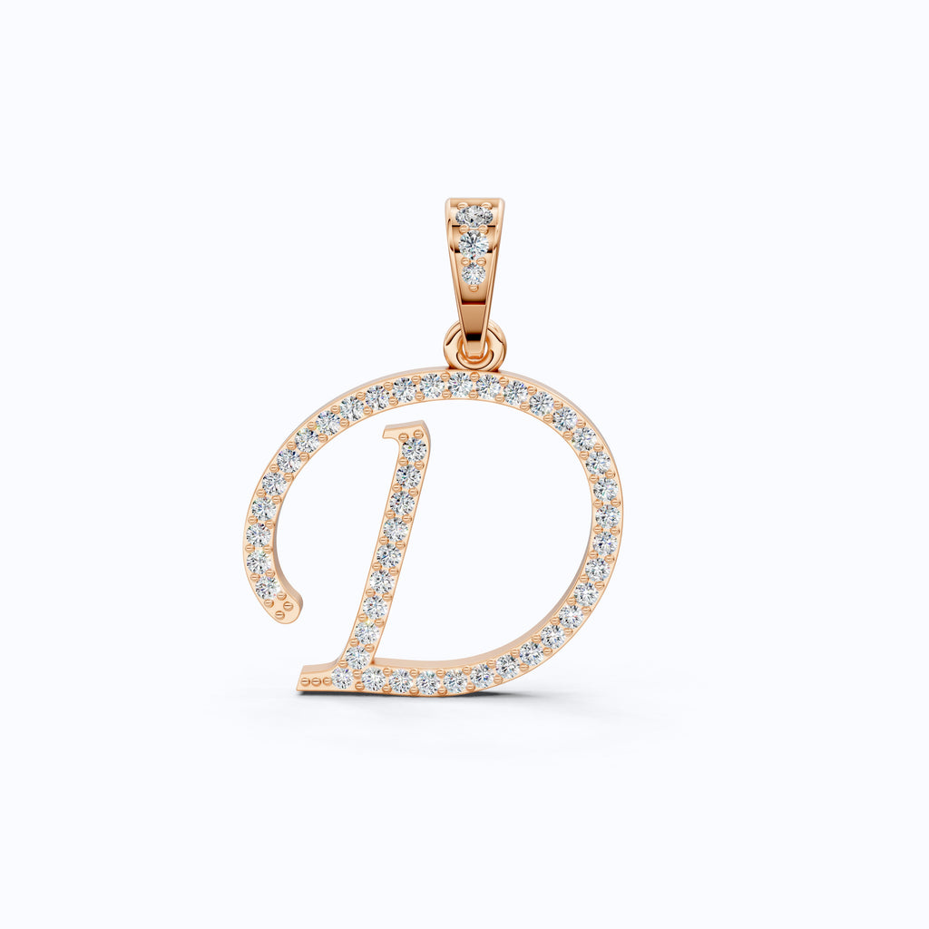 Round Cut Lab Diamond Alphabet Pendant, Initial Pendant For Birthday Gift