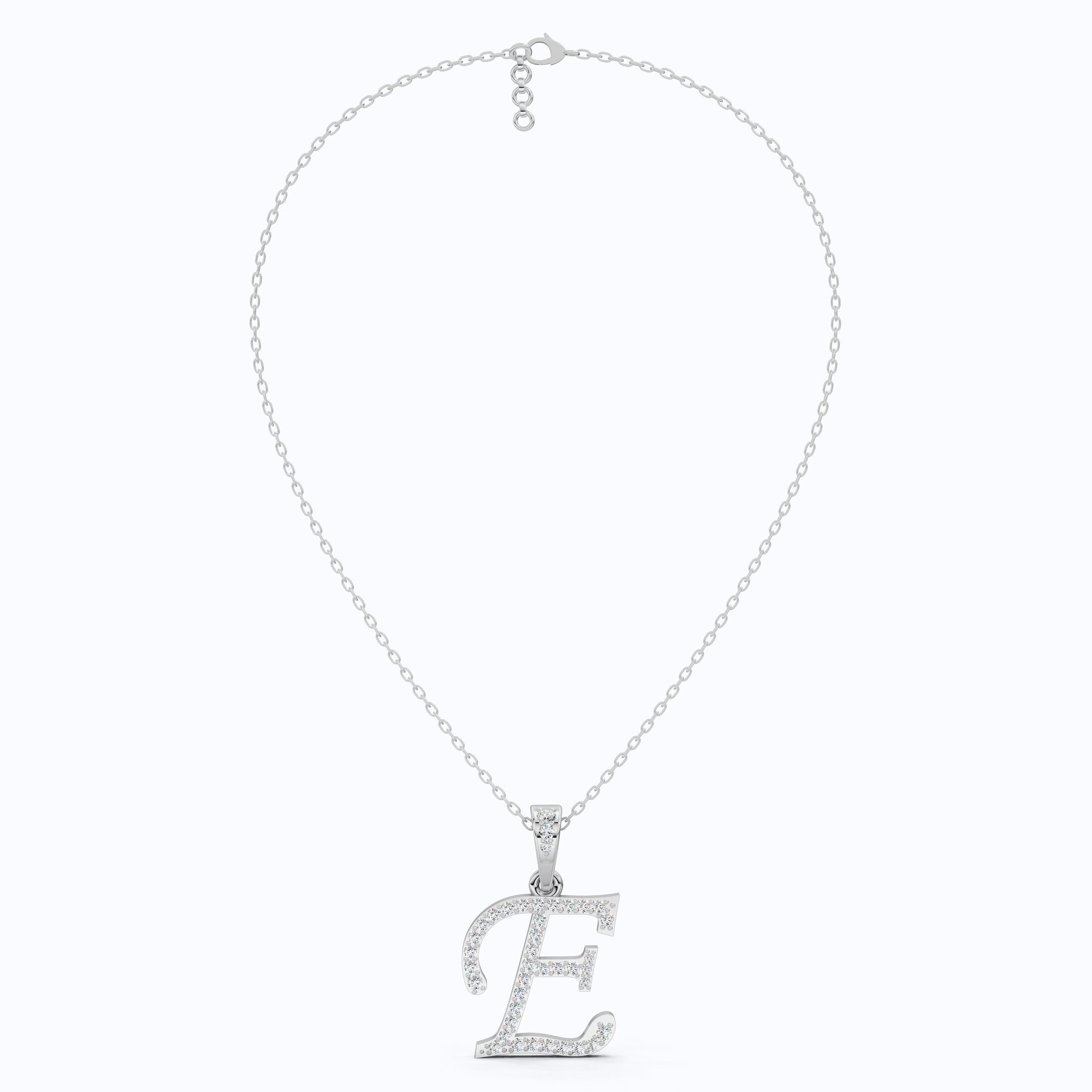 Round Cut Lab Diamond Initial Pendant, Custom E Letter Pendant, Cursive Letter Initial Pendant, Birthday Gift For Her