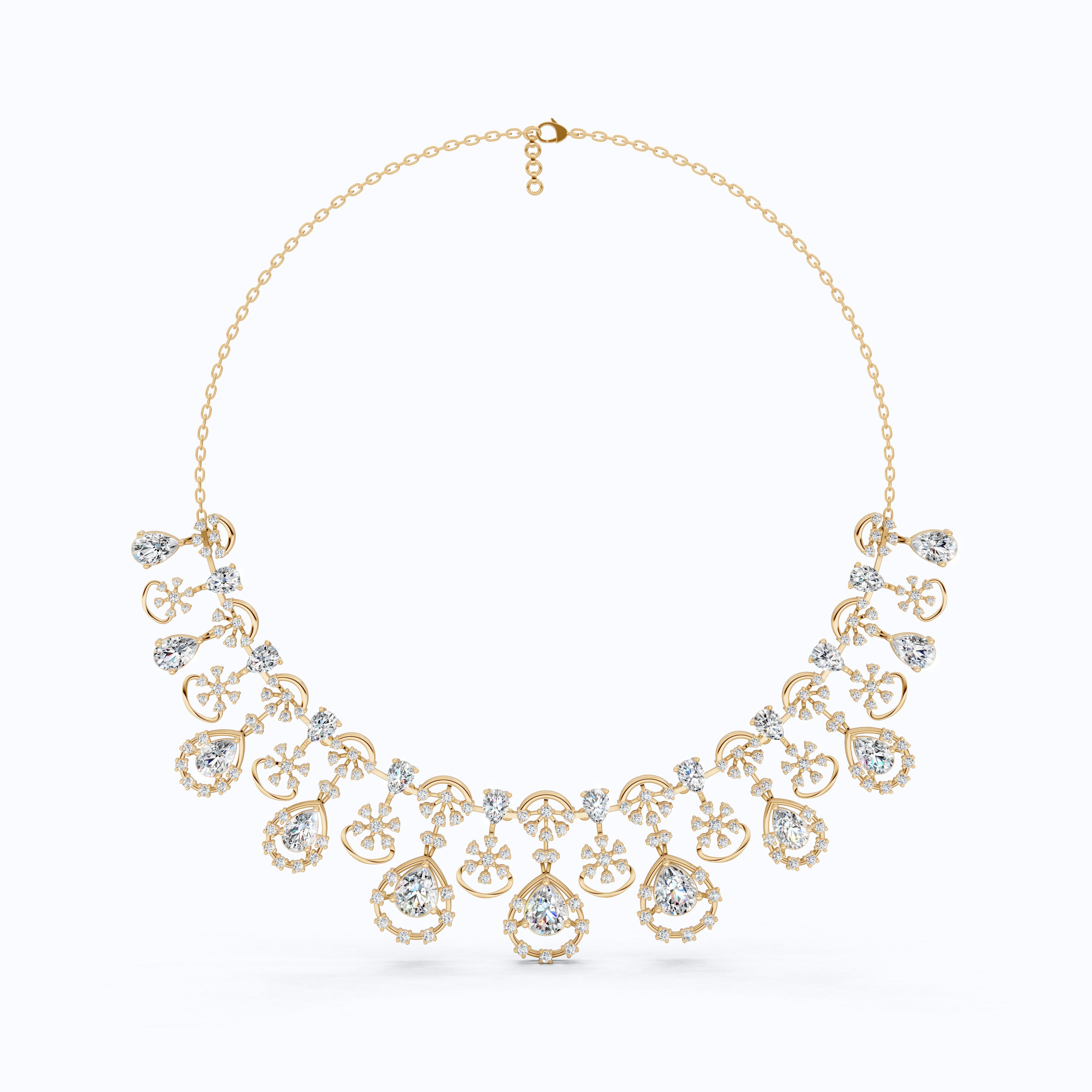 14K Gold Wedding Choker Necklace, 36.91 TCW Pear/Round Cut Moissanite, Handmade Bridal Jewelry, Luxury Wedding Necklace for Wife