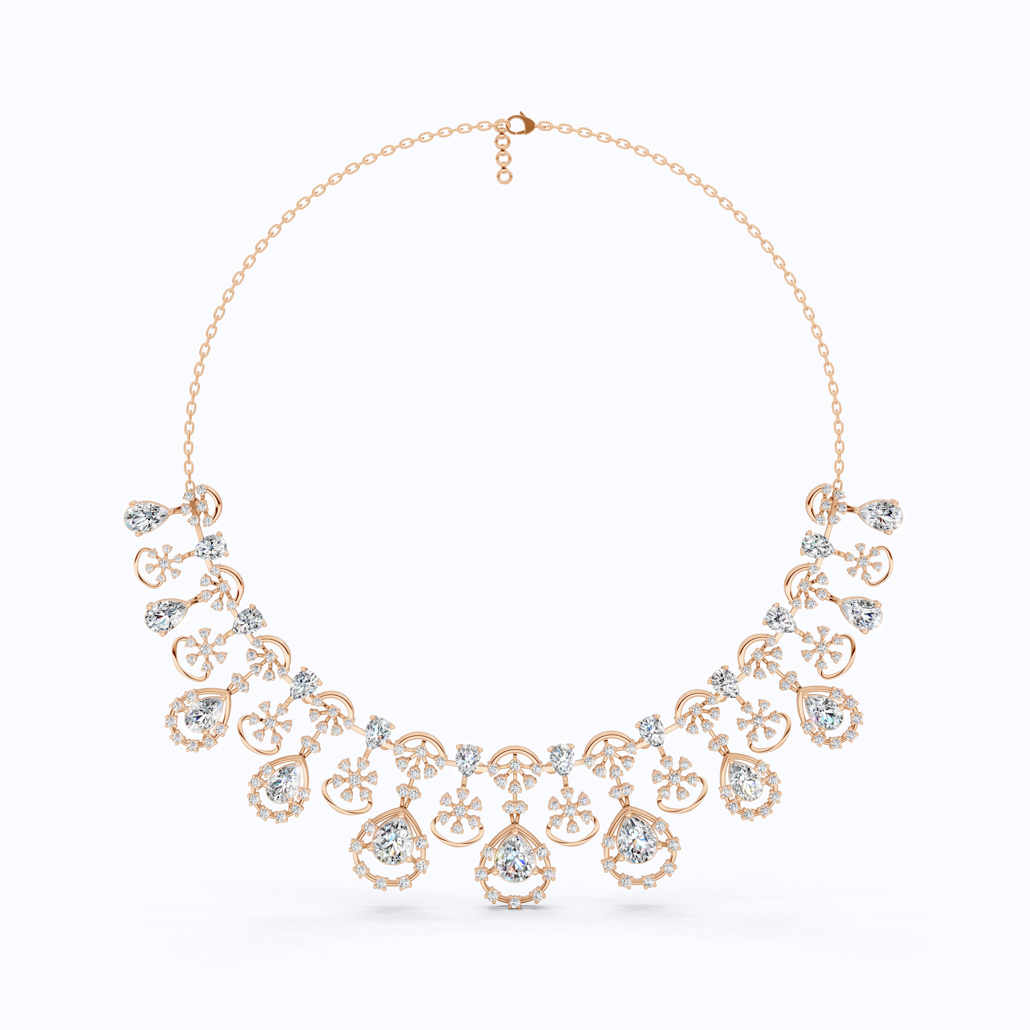 14K Gold Wedding Choker Necklace, 36.91 TCW Pear/Round Cut Moissanite, Handmade Bridal Jewelry, Luxury Wedding Necklace for Wife