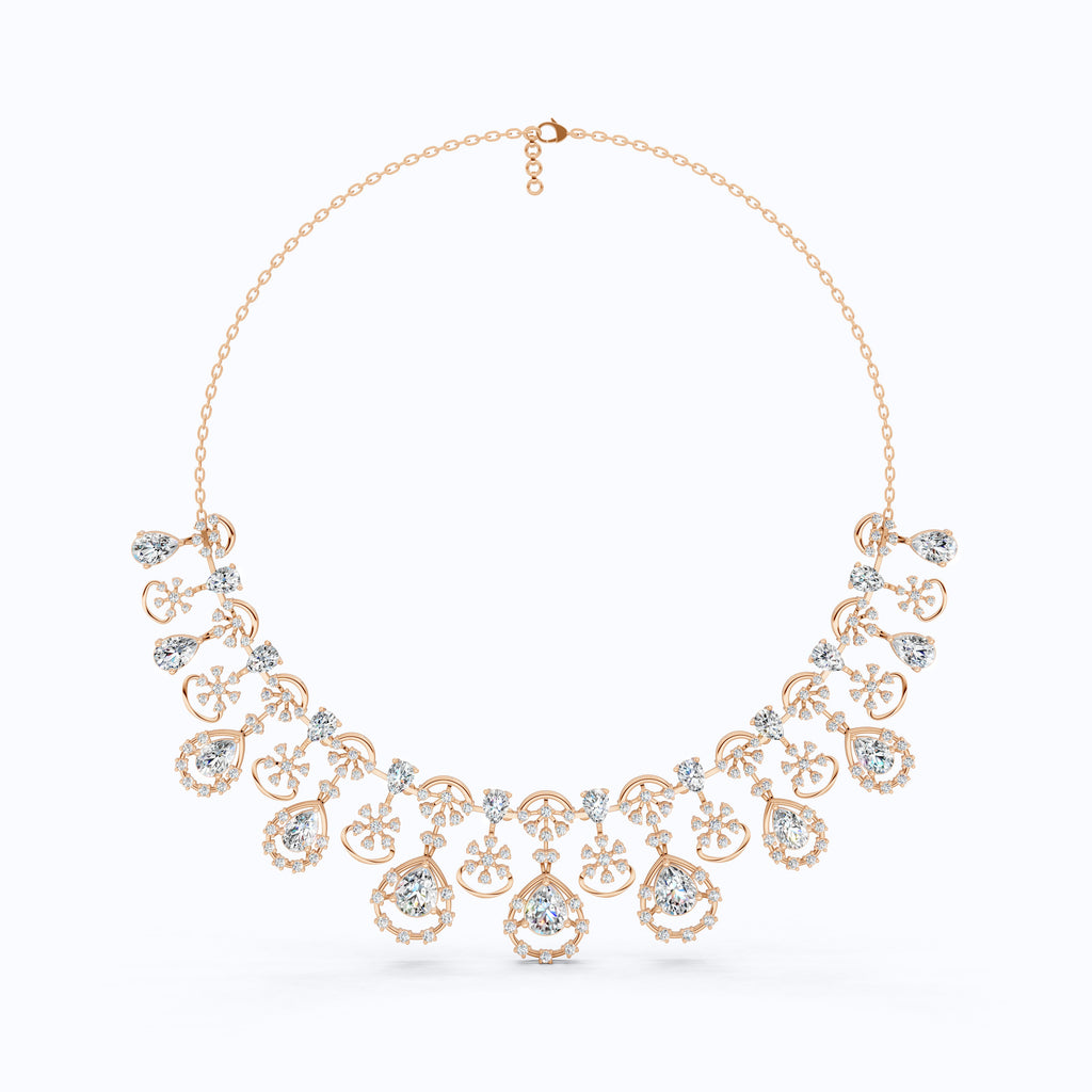 14K Gold Wedding Choker Necklace, 36.91 TCW Pear/Round Cut Moissanite, Handmade Bridal Jewelry, Luxury Wedding Necklace for Wife