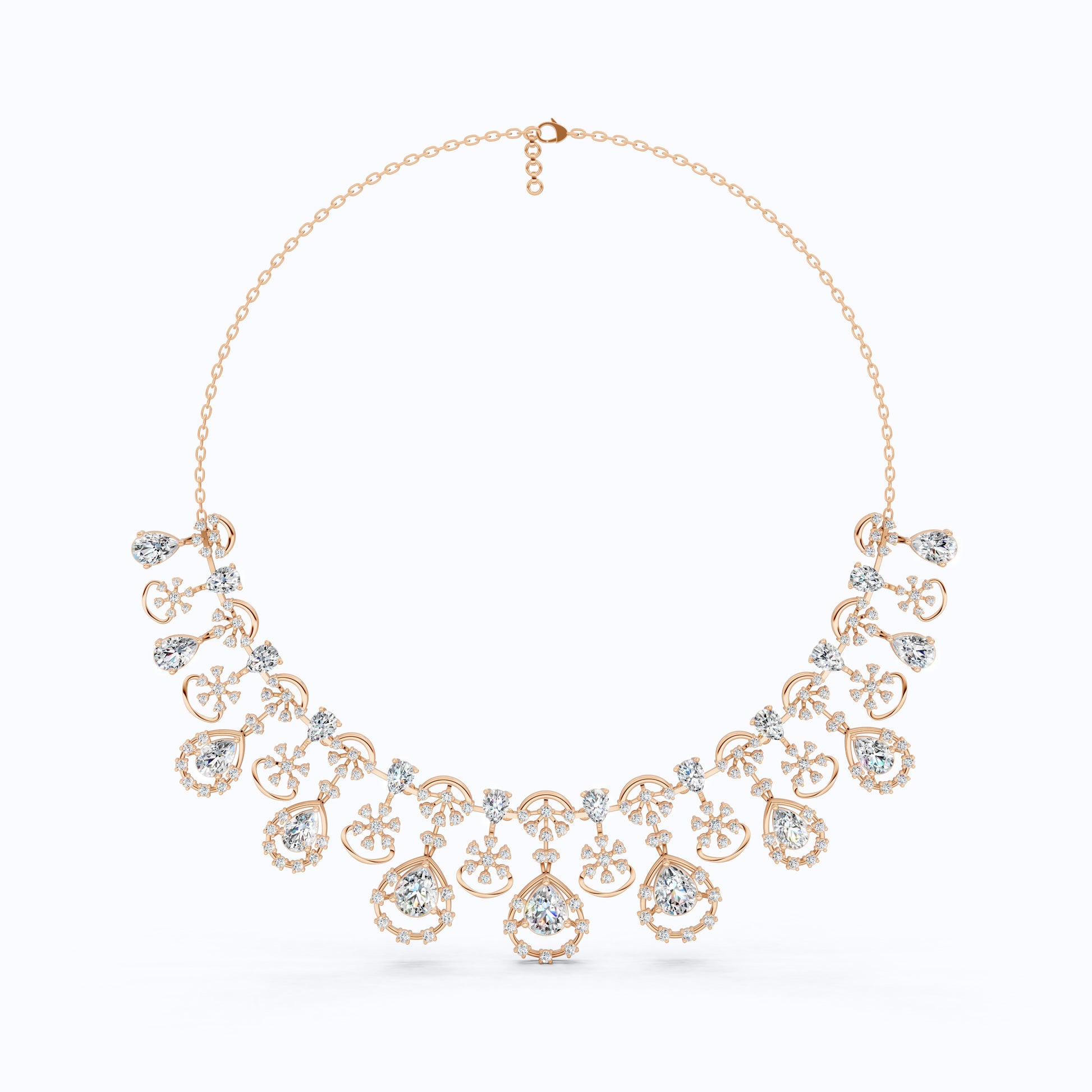 14K Gold Wedding Choker Necklace, 36.91 TCW Pear/Round Cut Moissanite, Handmade Bridal Jewelry, Luxury Wedding Necklace for Wife