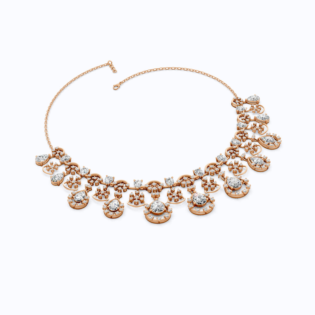 14K Gold Wedding Choker Necklace, 36.91 TCW Pear/Round Cut Moissanite, Handmade Bridal Jewelry, Luxury Wedding Necklace for Wife