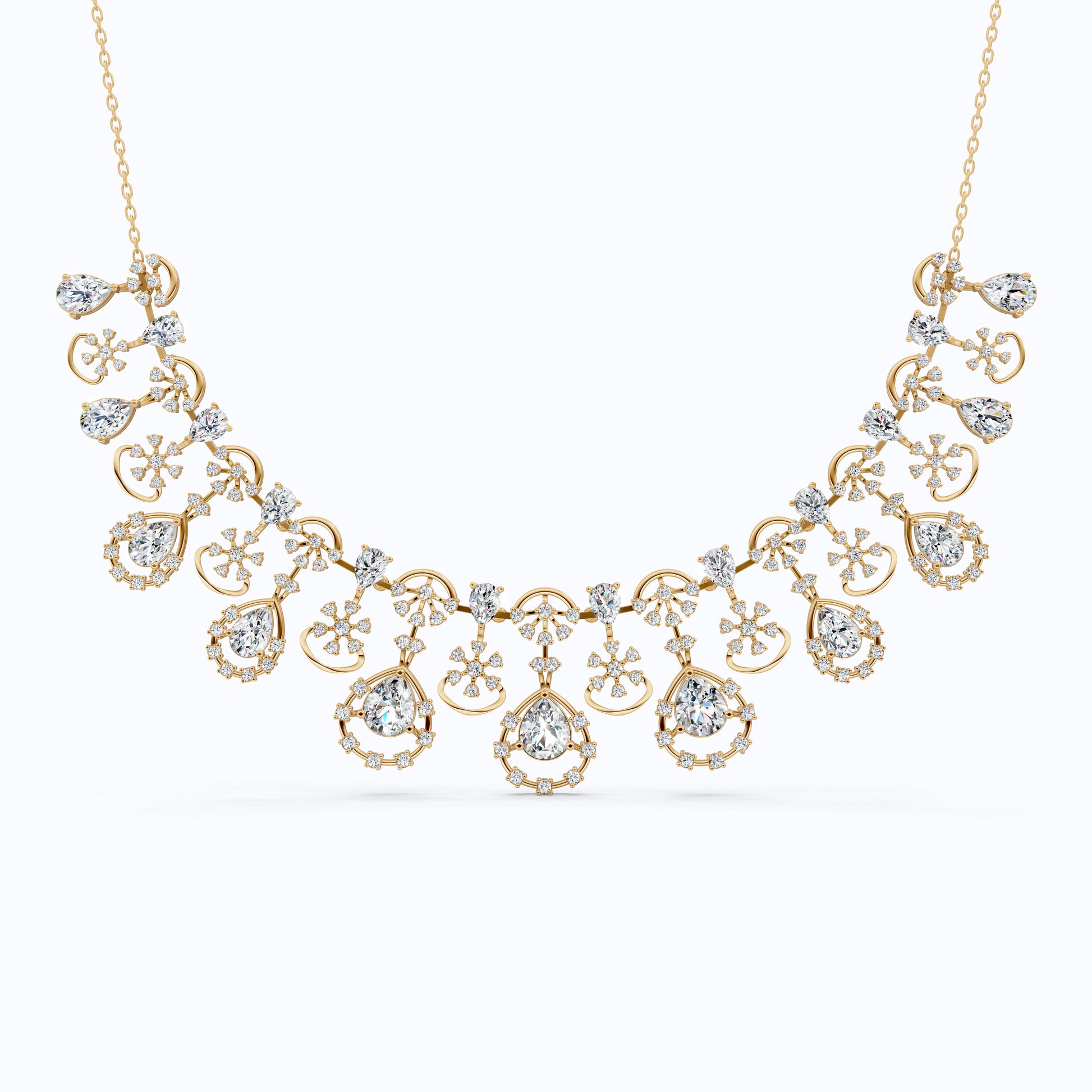 14K Gold Wedding Choker Necklace, 36.91 TCW Pear/Round Cut Moissanite, Handmade Bridal Jewelry, Luxury Wedding Necklace for Wife