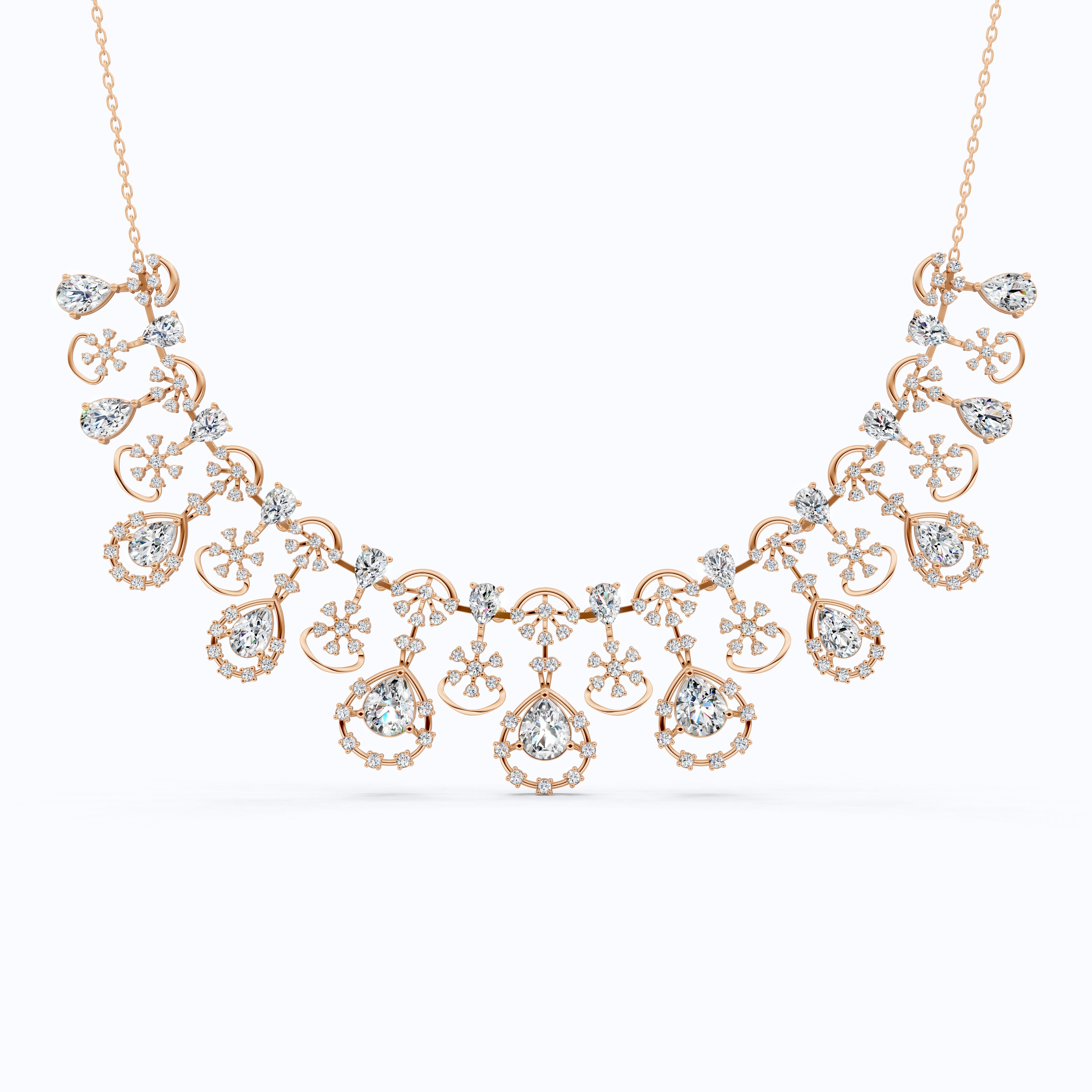 14K Gold Wedding Choker Necklace, 36.91 TCW Pear/Round Cut Moissanite, Handmade Bridal Jewelry, Luxury Wedding Necklace for Wife