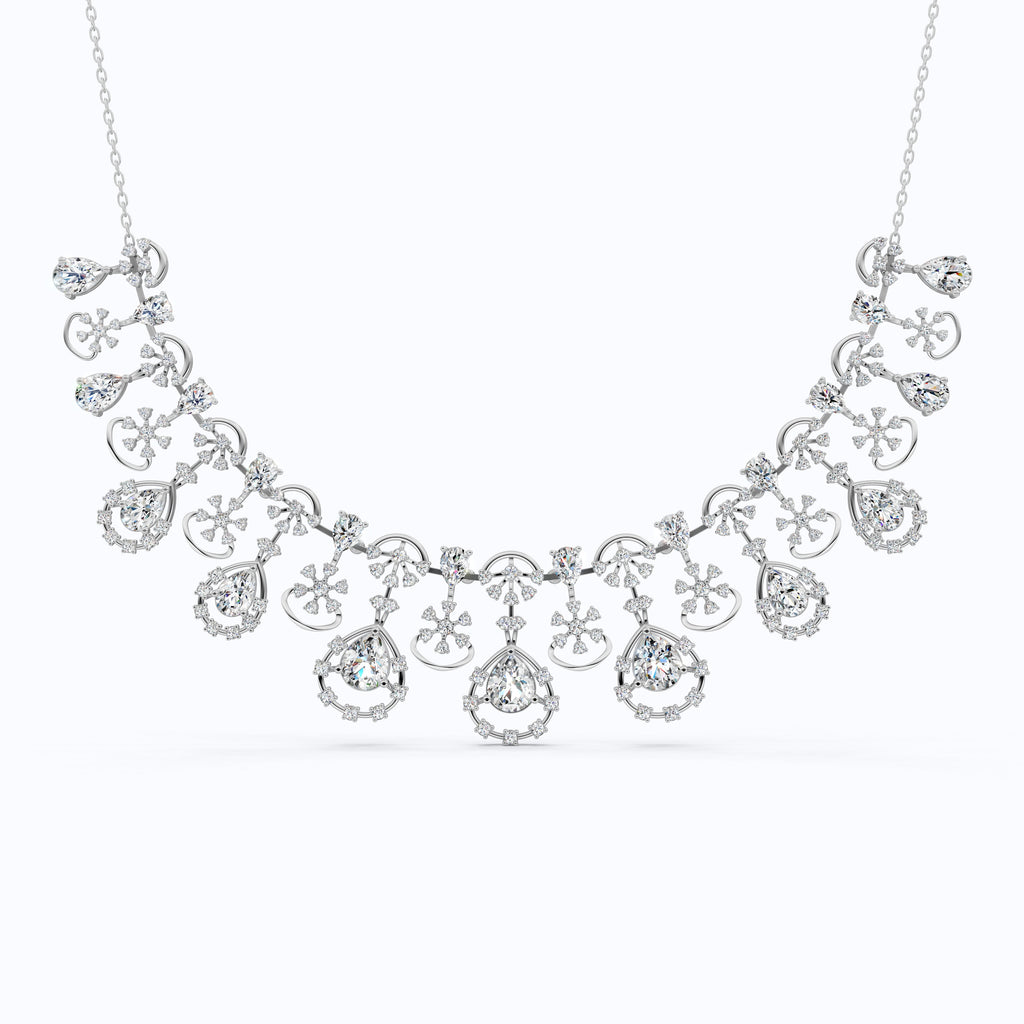 14K Gold Wedding Choker Necklace, 36.91 TCW Pear/Round Cut Moissanite, Handmade Bridal Jewelry, Luxury Wedding Necklace for Wife